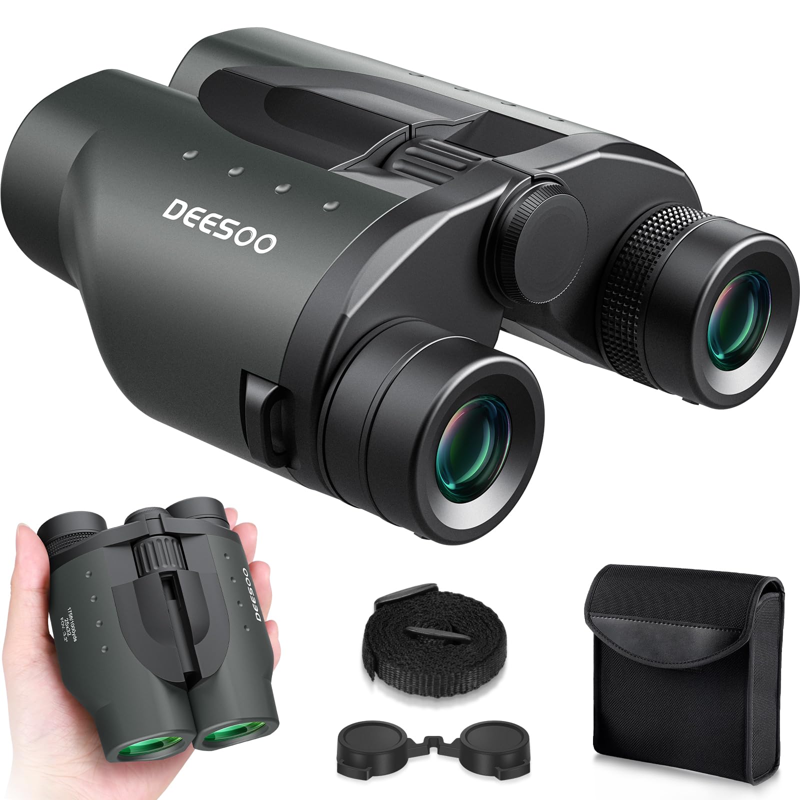 Deesoo 25X32 Binoculars For Adults Kids Compact - High Powered Bird Watching Binoculars Lightweight With Small Size For Hunting Traveling Sports Hiking