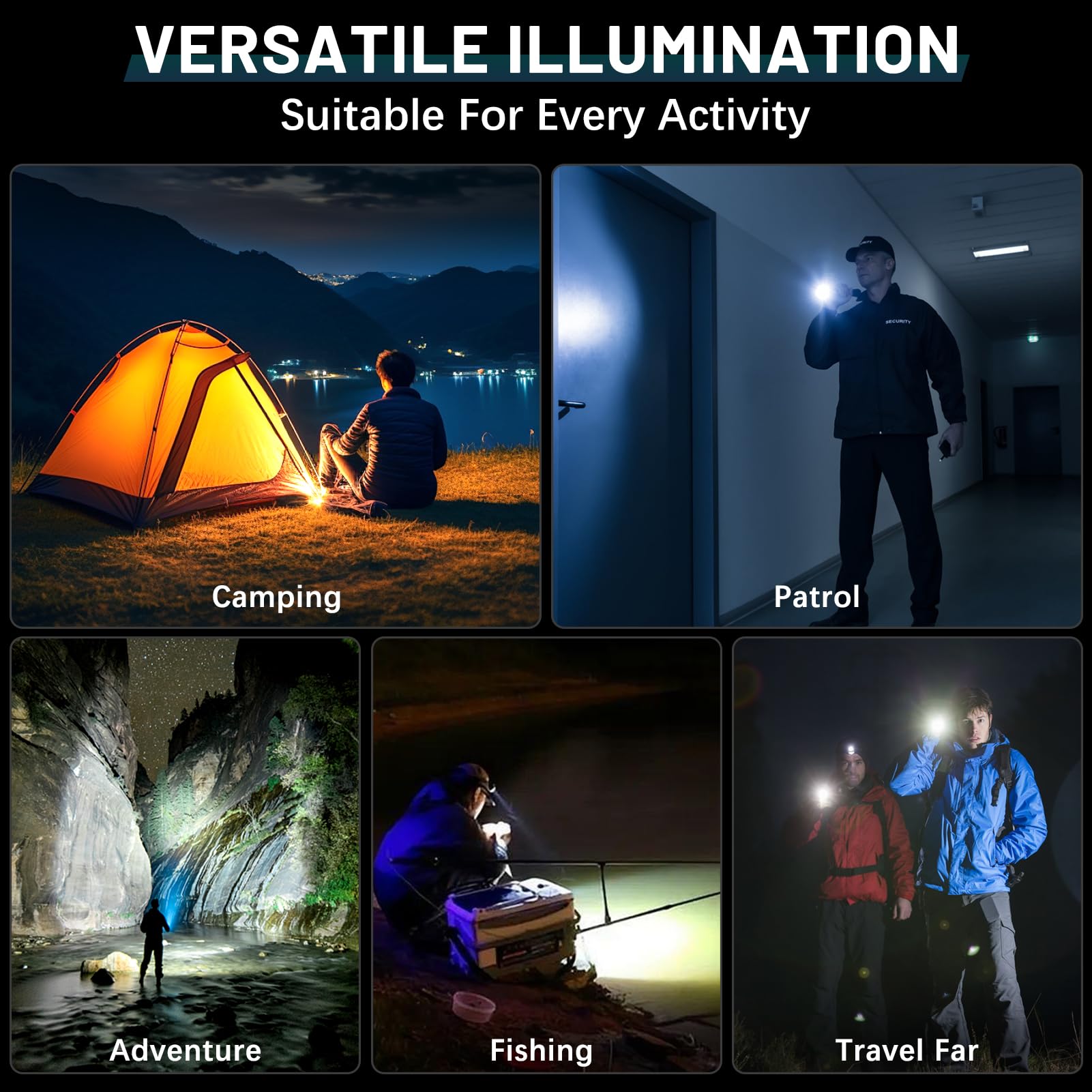 Driverwish Rechargeable Flashlights High Lumens, 990000 Lumens Super Bright Flashlight, 5 Modes Led Powerful Flashlight Adjustable & Waterproof, Versatile Utility Flashlight For Emergencies, Hiking, Camping