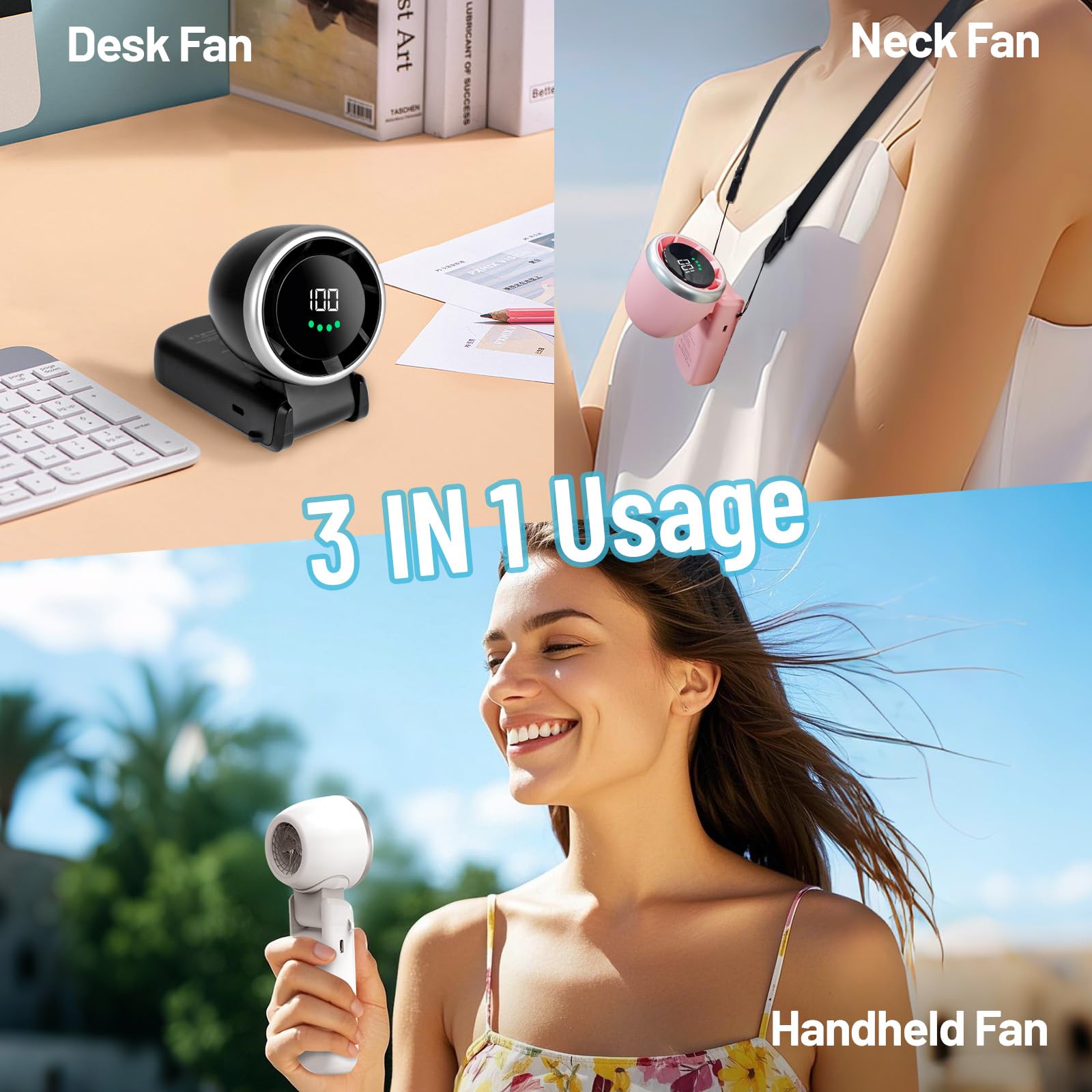 Mini handheld fan with long battery life ideal for outdoor activities and travel Koospark