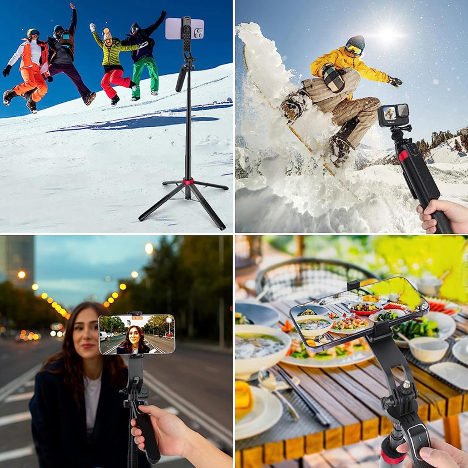 Peujteo 72", Selfie Stick Tripod, All-In-1 Celly Phone Stand,With Remote,Handheld Gimbal,For Video Recording,Take Photos,Travel,Vlogging, Live Streaming,Extendable For Iphone/Android (Aluminum)
