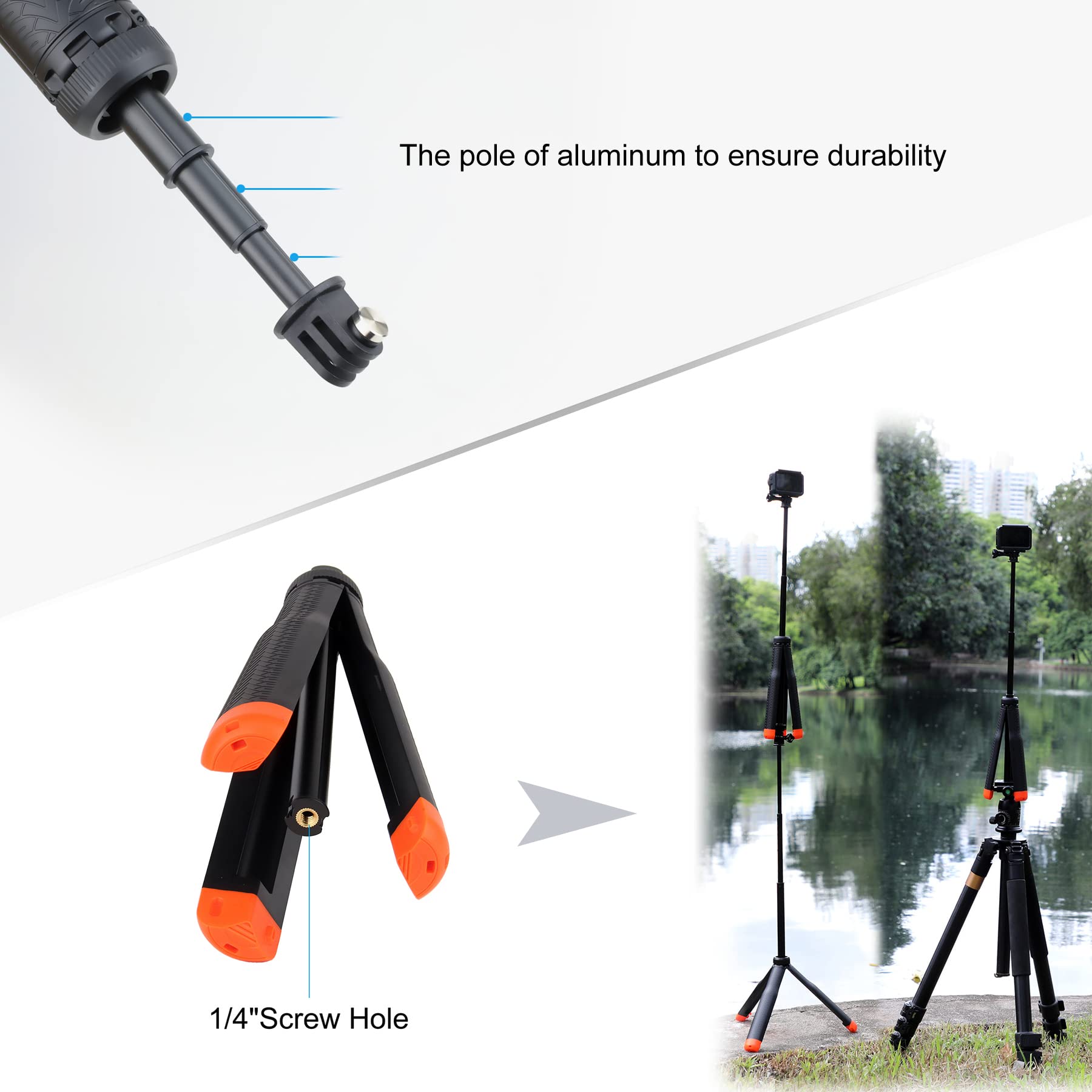 Qiuniu Multi-Use Handheld, Extendable Selfie Monopod, Portable Tripod, And Floating Device For Gopro Hero 3, 3+, 4,5,6,7,8, 9, 10, 11, 12, 13 Session, 2018, Cell Phones And Other Digital Cameras/Cams