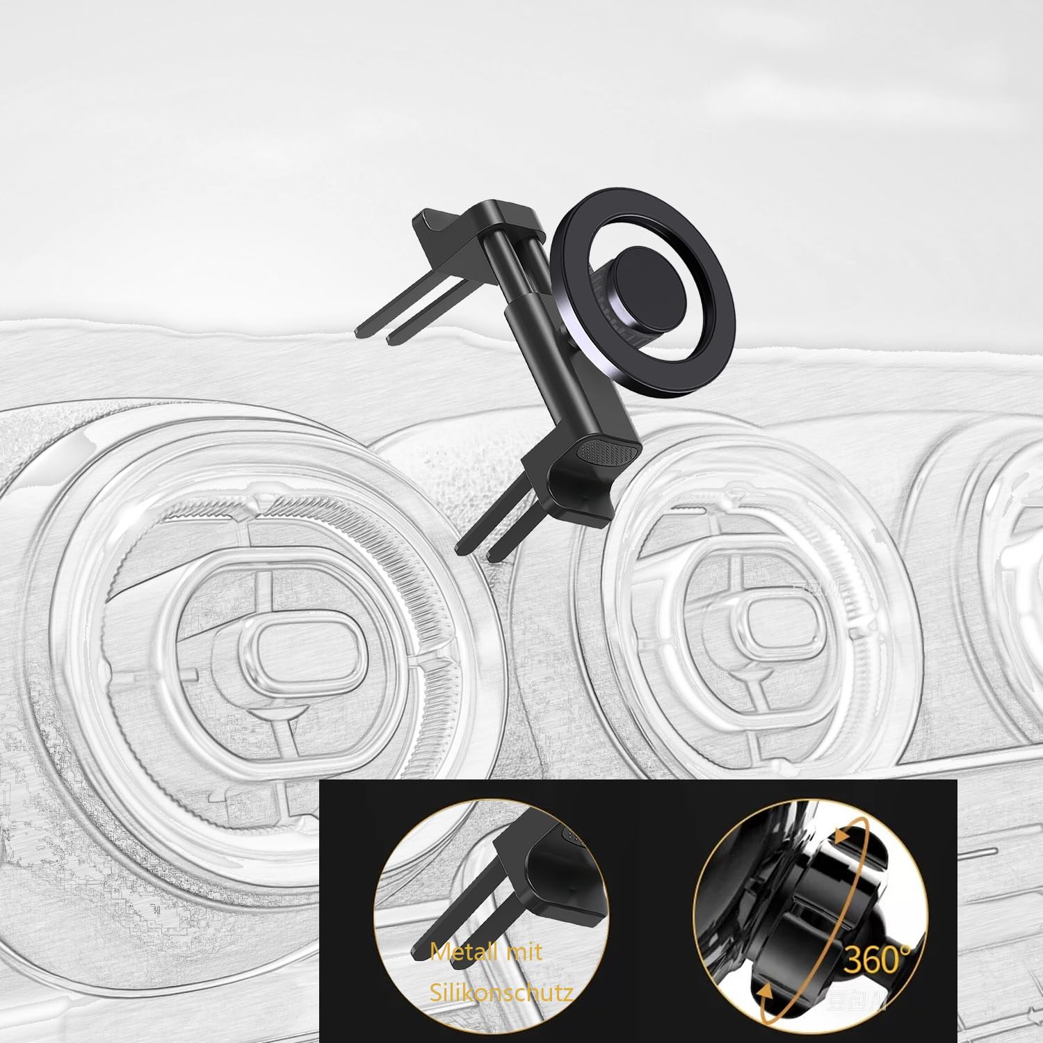 Icailin Car Vent Phone Mount Design For Mercedes Benz Gla/Glc/Gle/Gls/Glb-Class, C/E/S/B/A-Class,W205/W206, Car Mount, Mini Cooper Phone Holder, Mercedes Benz/Mini Cooper Car Accessories