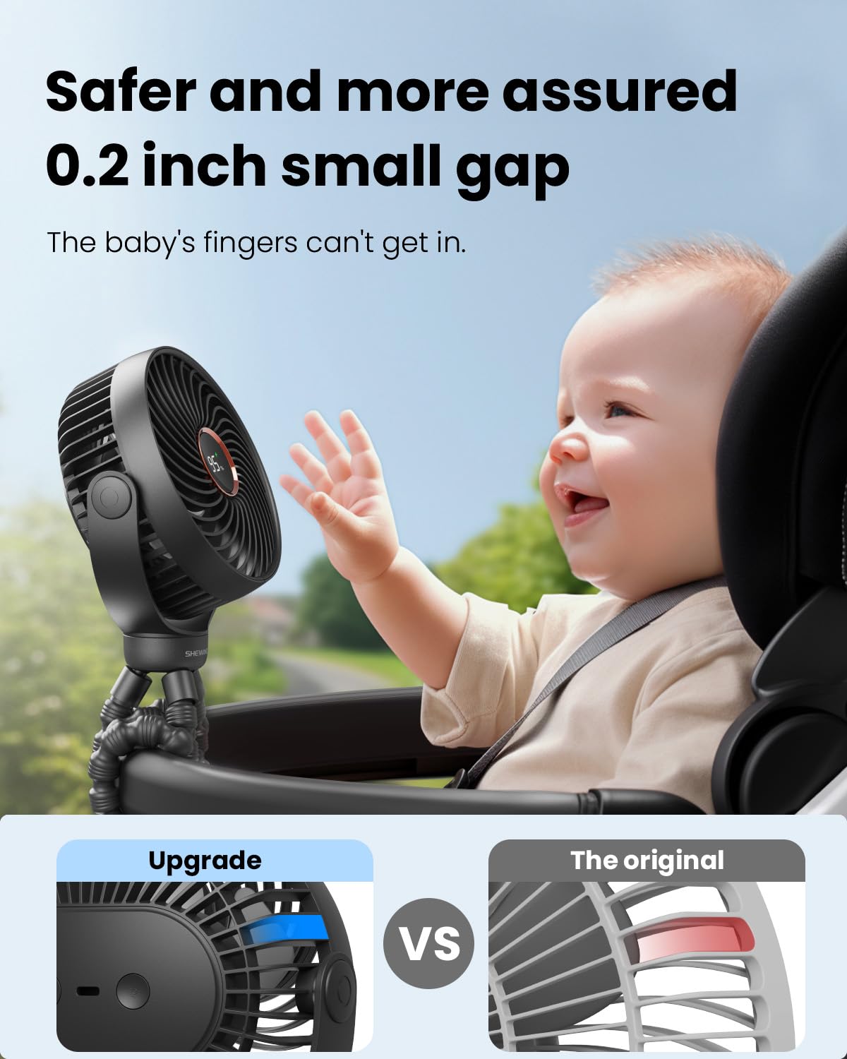Stroller Fan, 3600Mah Portable Battery Operated Smal Clip On Fan, 4 Speed Rechargeable Mini Personal