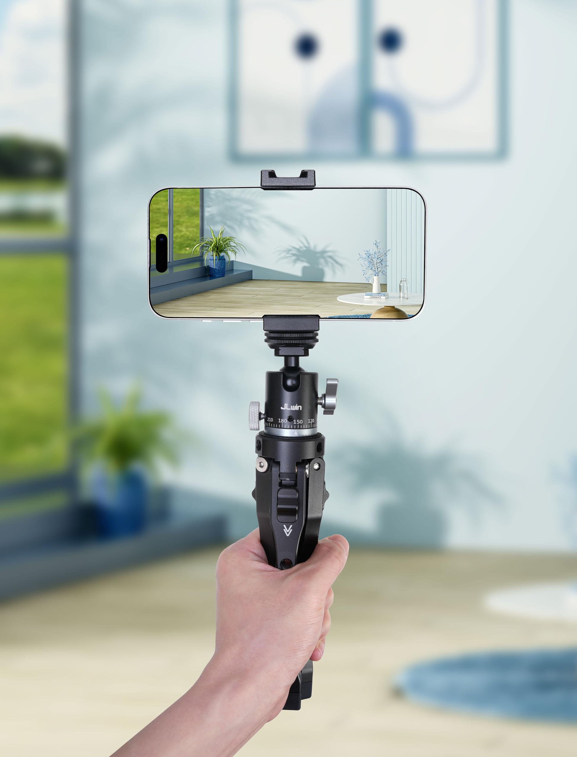 Focusfoto Aluminum Alloy Mini Adjustable Desktop Tripod - 4-Level Height (45Mm-165Mm) With 1/4"-20 Screw Holes, Foldable Hand Grip & Expandable Design For Phone/Camera Accessories