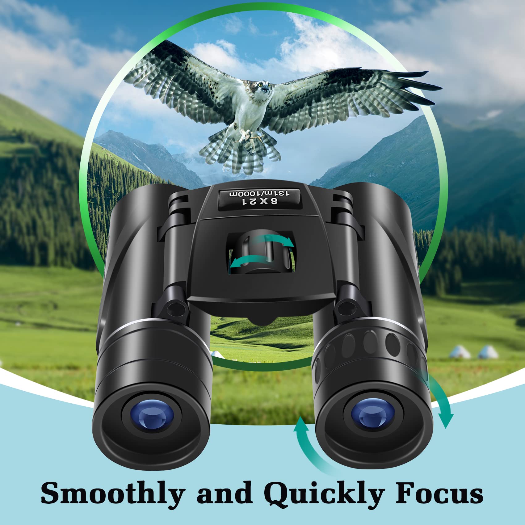 Wrnrn 8X21 Mini Lightweight Binoculars, Compact Pocket Binocularsfor Adults Kids, Small Protable Binoculars For Bird Watching Travel Opera Theater Sports Scenery