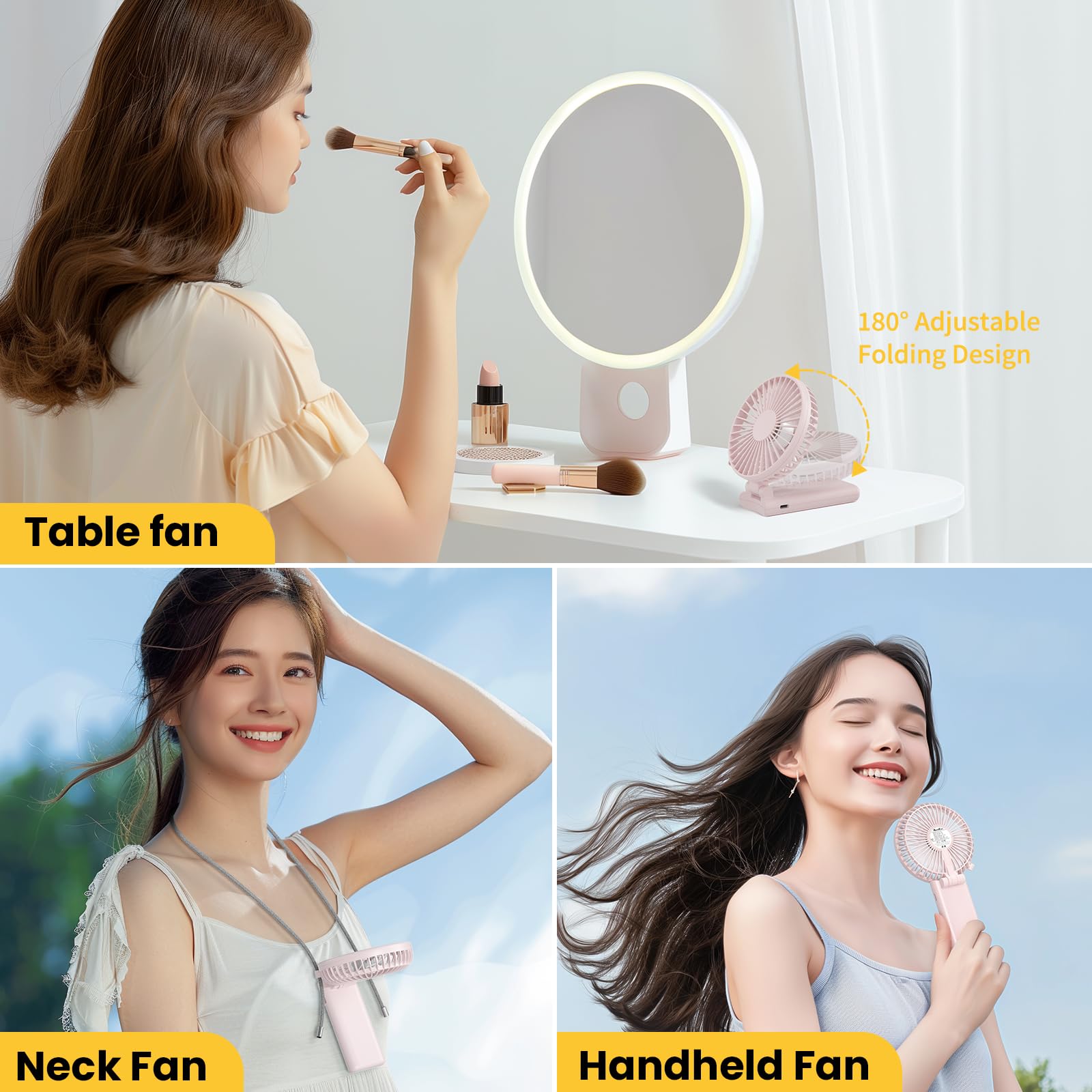 Handfan Ultra-Thin & Lightweight Handheld Fan (0.5In,0.3Lb), 5 Speeds Portable Hand Held Fan Usb