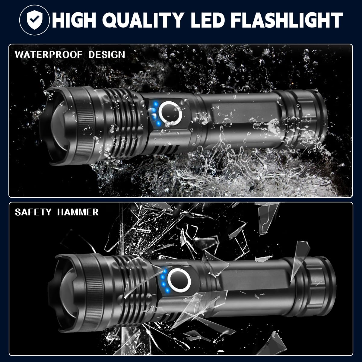 Staaricc 3Pack Rechargeable Flashlights High Lumens, 5Modes Led Flashlight Rechargeable, Super Bright Flashlight High Powered, Adjustable Utility Flashlight, Powerful Flash Light For Home Emergencies