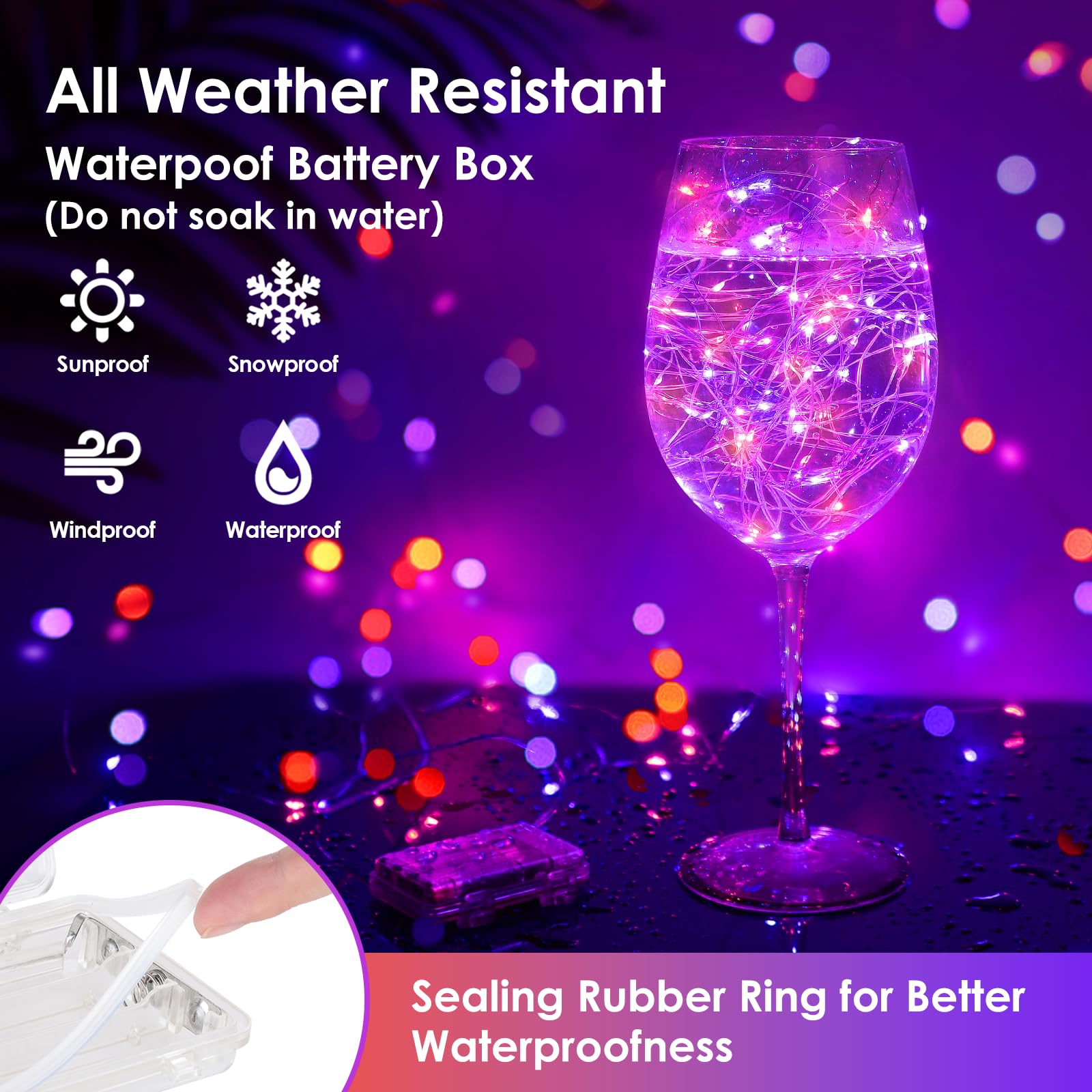Mlambert 3 Pack 33Ft Fairy Lights Battery Operated With Remote And Timer, Dimmable Waterproof 8 Modes Lights For Indoor Outdoor Party-Orange/Purple