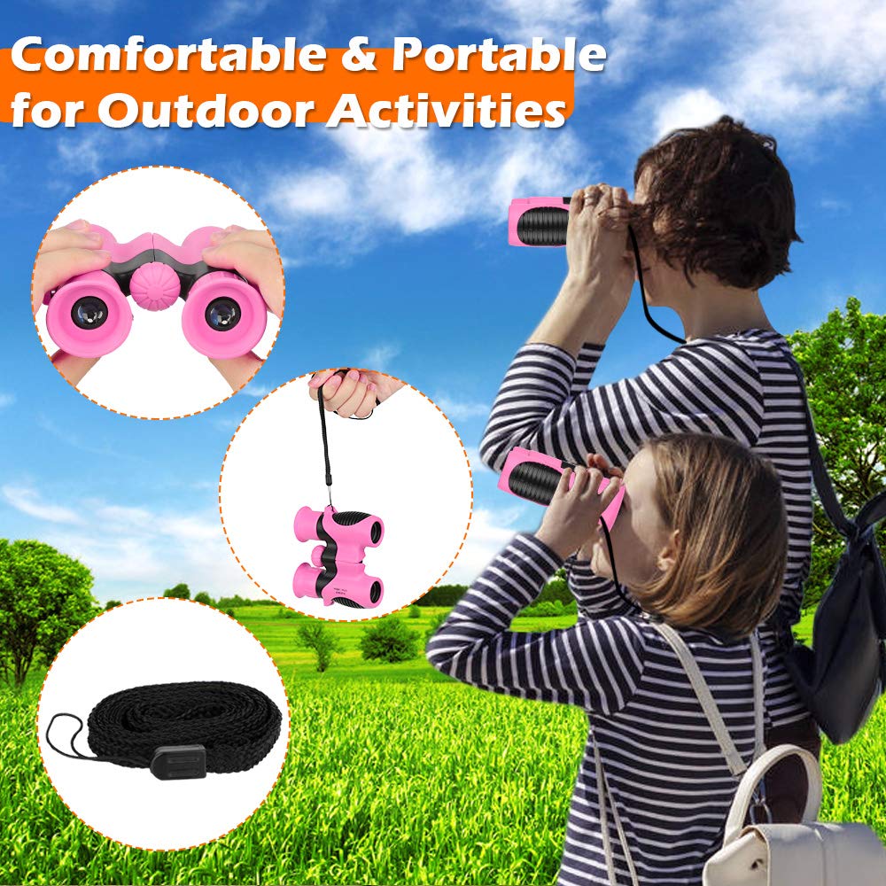 Qteclor Compact Mini Binoculars For Kids – 8X21 Zoom Kids Binoculars Toy  Shock Proof For 3 4 5 6 7 8 9 10 11 12 13 Years Old Boys Girls Bird Watching Sporting Events Children Best Present
