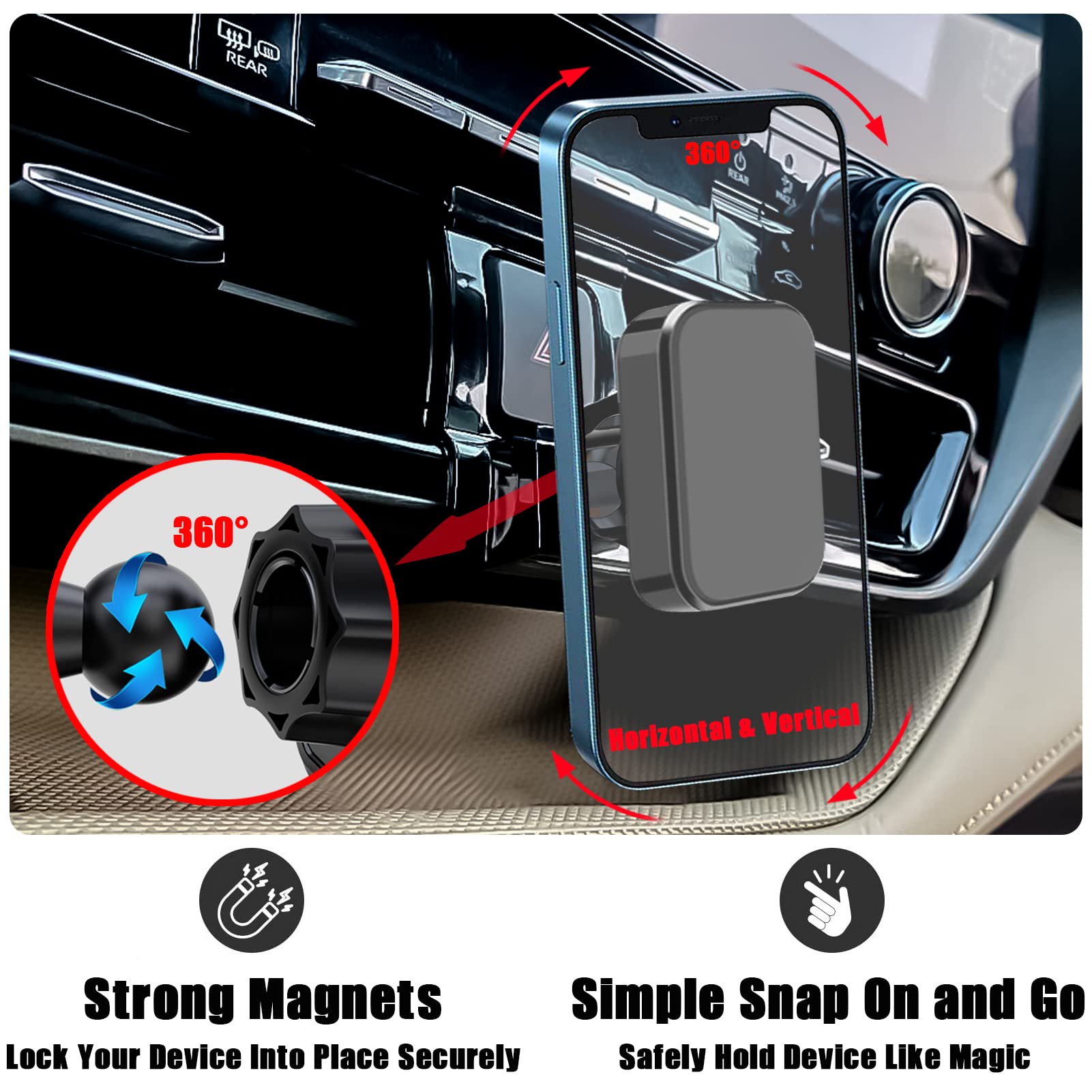 Ve Ve Power Car Phone Holder, Air Vent Hands  Adjustable Stand, Auto Cradles Dashboard Mount For Toyota Highlander/Hybird 2020-, Custom Magnetic Navigation Bracket For All Smartphone, Iphone