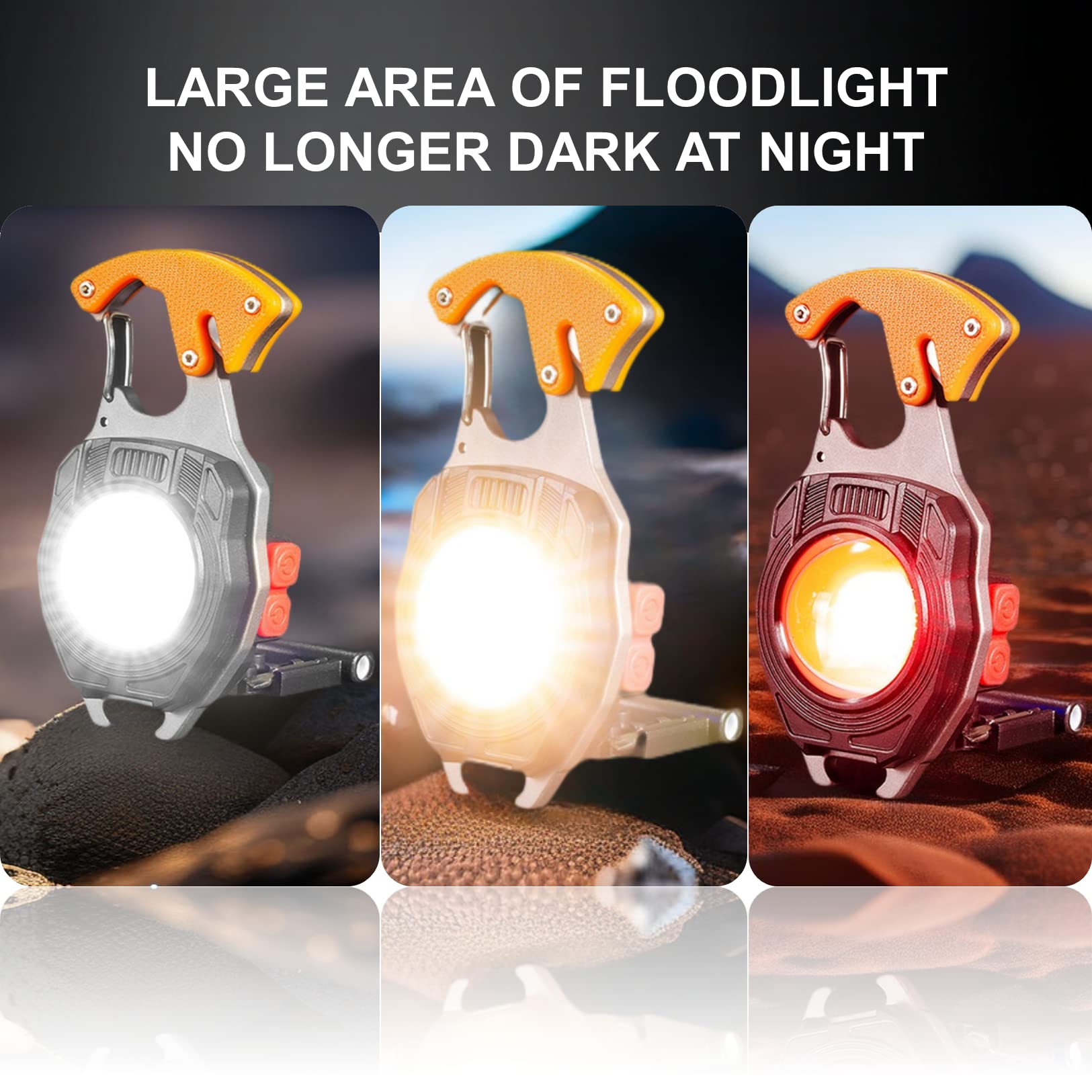 Wevyhfs Sports Wevyhfs Pocket Flashlight Keychain, Cob & Led Work Light, Rechargeable & Bright Mini Magnet Bottle Opener Bolt Driver Survival Sentry, 3 Color Beams & Magnetic(1 Pack)
