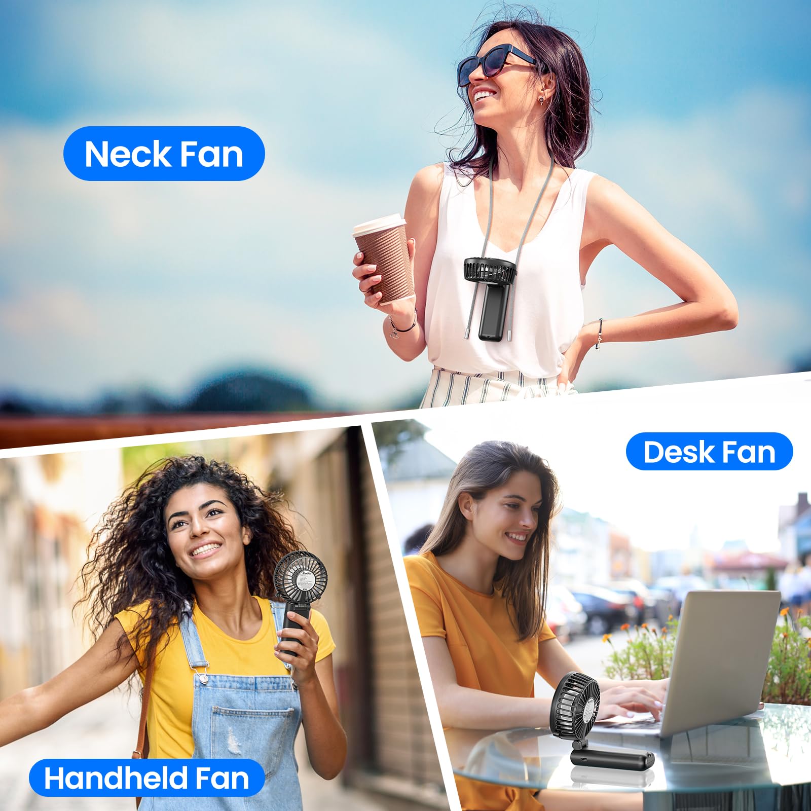 Handfan Handheld Fan, 5 Speeds Strong Airflow Hand Fan [Max 27 Working Hours], 180° Foldable Compact
