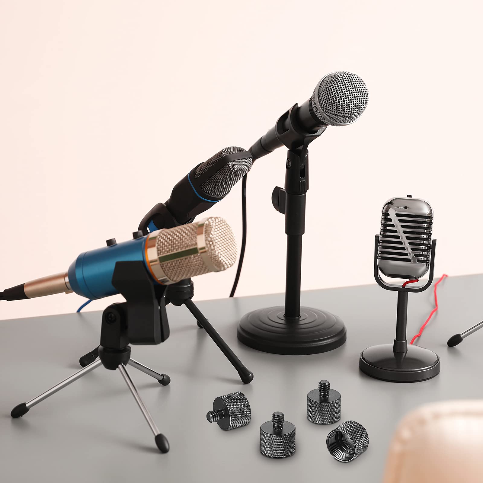 Frienda 4 Pieces Mic Stand Adapter 5/8 Female To 1/4 Male For Camera Mount Tripod Thread Conversion Connector Screw Adapter For Microphone Stand Mount(Black)