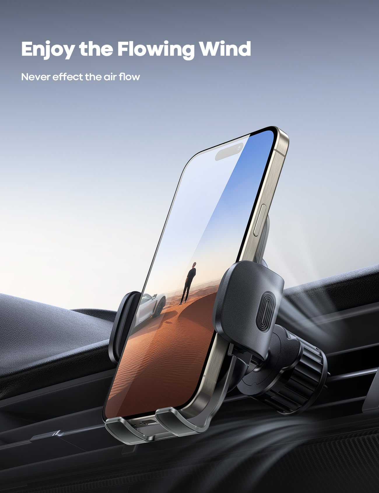 Lamicall Phone Holders For Your Car - Wider Spring Clamp [Big Phone Friendly] Air Vent Cell Phone Holder Car Mount Automobile Cradle Air Vent Clip For Iphone 15 14 13 Pro Max Smartphone - Dark