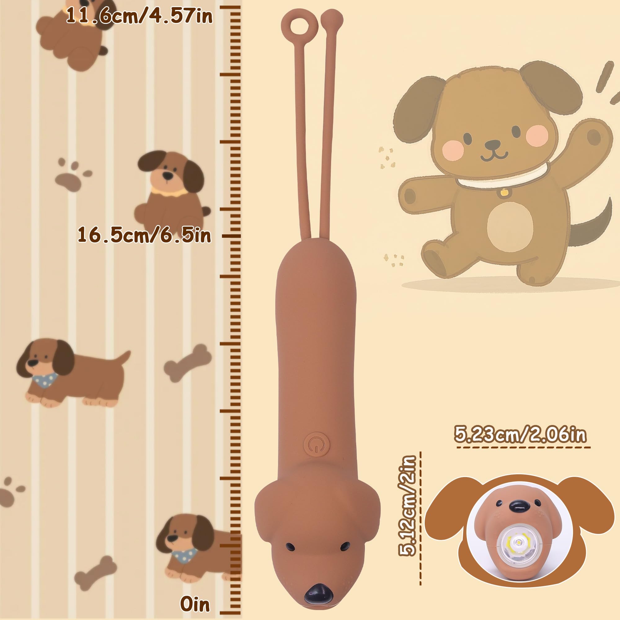 Ammonite Toddler Flashlight - Soft Baby Dog Silicone Night Light, Child-Safe Rechargeable Flashlight For Bedtime, Indoor Outdoor Emergency Use With Easy-Grip Handle