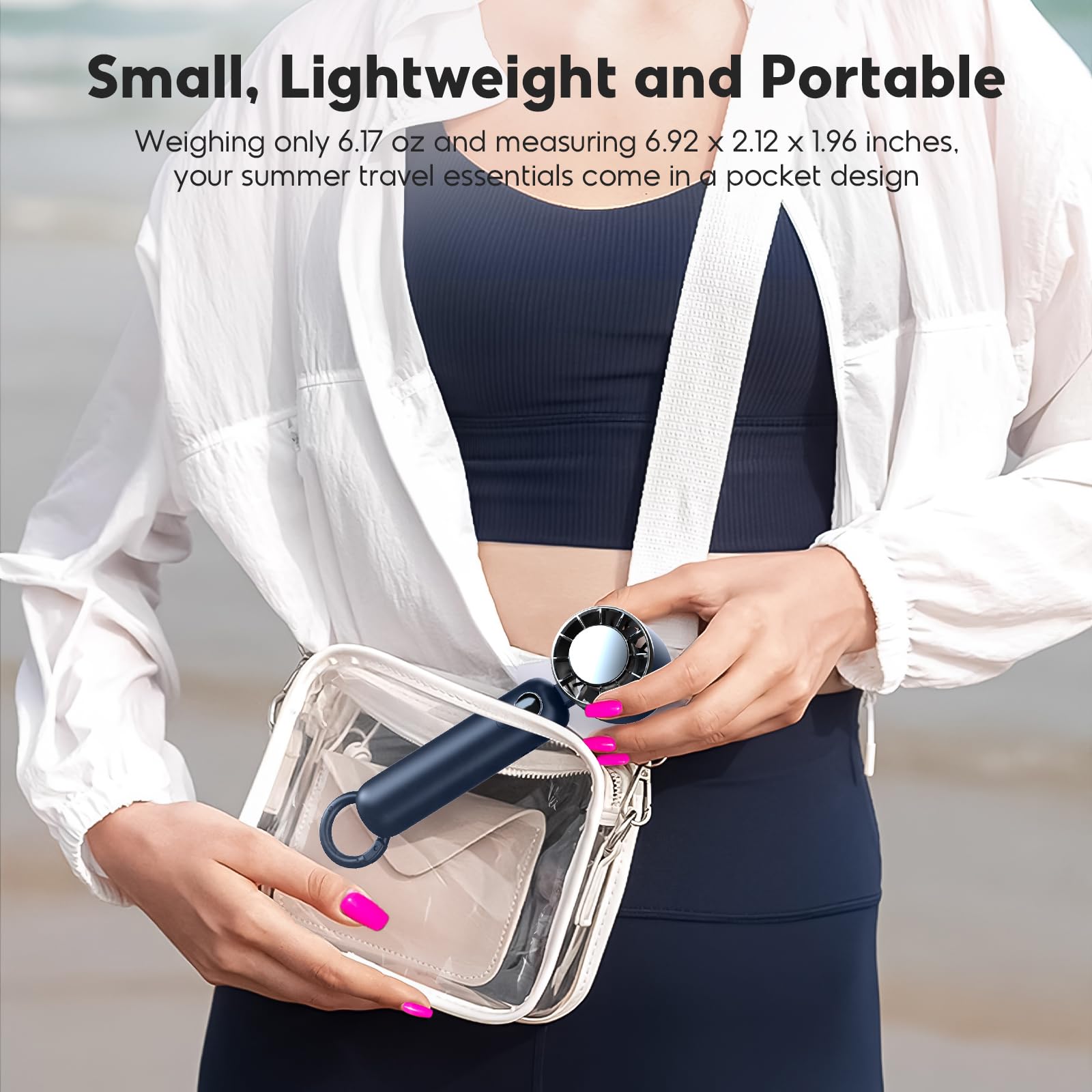 Portable Handheld Fan, Powerful Hand Held Mini Fan, 3 Speed Usb Rechargeable 5000Mah Battery