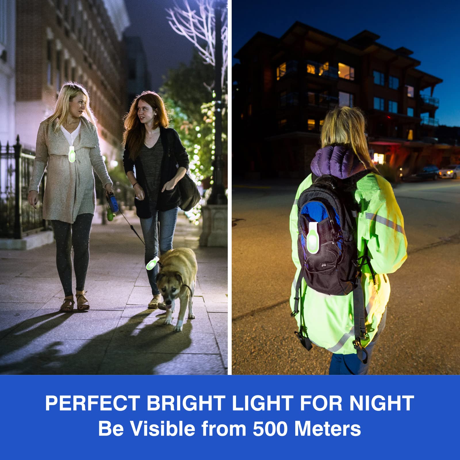 Mayaugst Nursing Night Light Clip On Rechargeable Nightshift Nursing Light Hands  Led Flashlights Running Lights For Walking Running Pets Outdoor Emergency (Green)