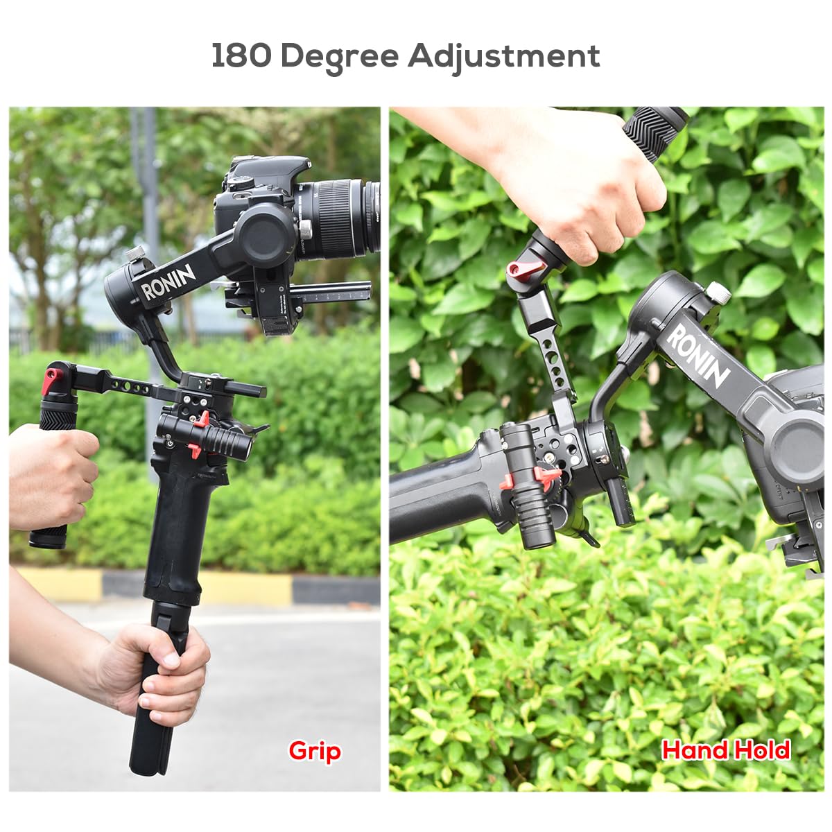 Eaxanpic Gimbal Adjustable Handle Grip For Dji Ronin S/Sc/Rsc2, Stabilizer Handgrip Extension Bracket With Cold Shoe Mount 1/4 3/8 Threaded Holes For Video Light, Microphone, Monitor