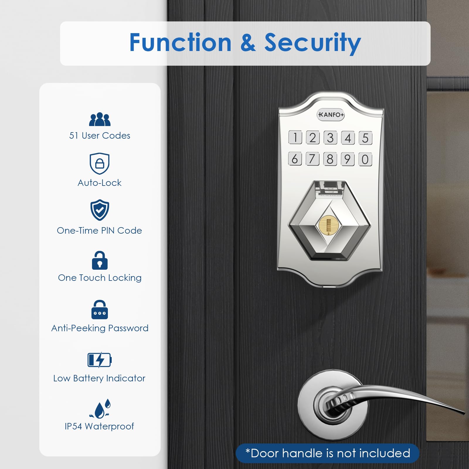 Kanfox Ks3 Keyless Entry Door Lock Deadbolt With Keypad,Smart Locks For Front Door With 2 Keys,Electronic Door Locks Deadbolt,Auto Lock,Easy Installation,Satin Nickel