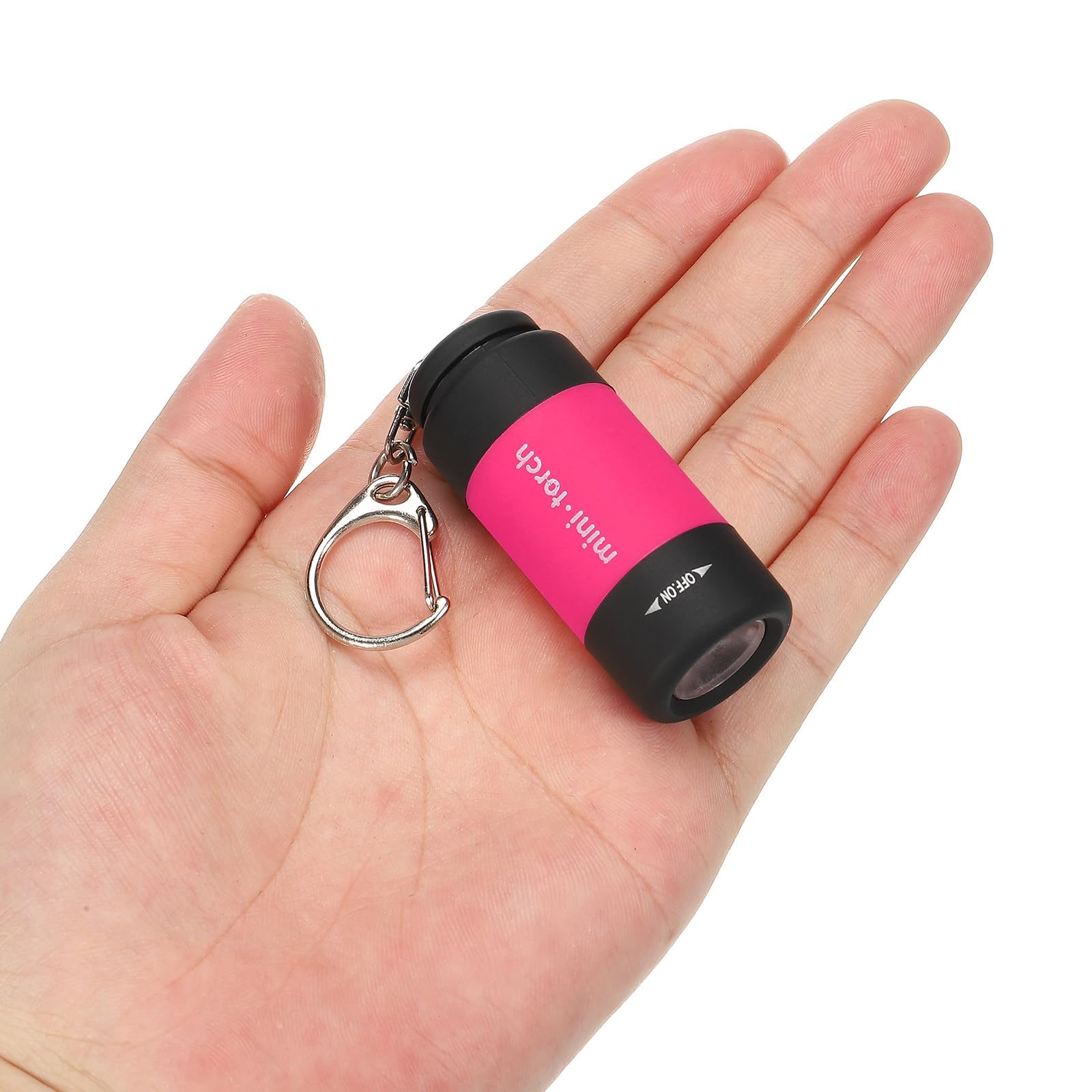 Patikil 2.1" Mini Rechargeable Led Keychain Flashlight, 2 Pack Edc Portable Small Torch With Usb Charging For Everyday Carry, Bright Pink