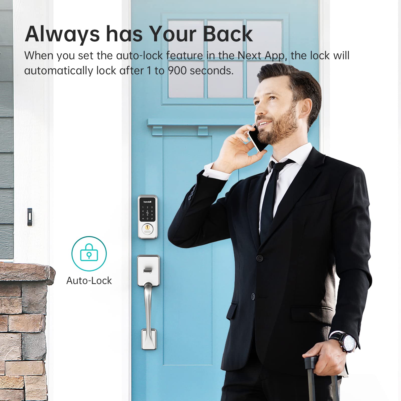 Hornbill Smart Front Door Locks Deadbolt: Keyless Entry Door Lock, Electronic Digital Door Lock With Keypad, Bluetooth Smart Deadbolt App Control, Auto Lock For Homes And Hotel