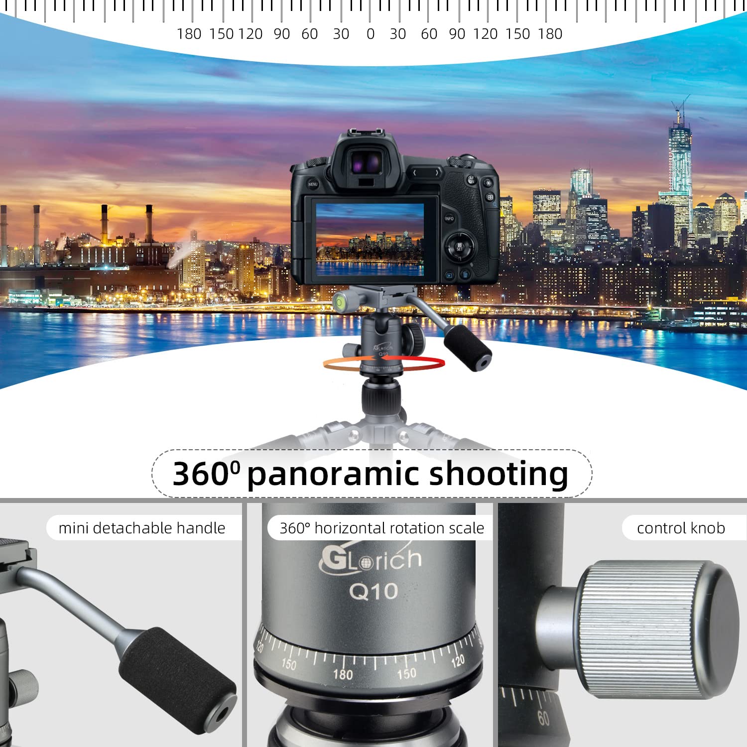 Glorich Portable Tabletop 20” Mini Tripod With 360 Degree Ball Head, Aluminum Alloy Small Travel Desktop Tripod Max Load 13 Lbs Compatible With Dslr Camera Sony Canon Nikon Video Camcorder Phones