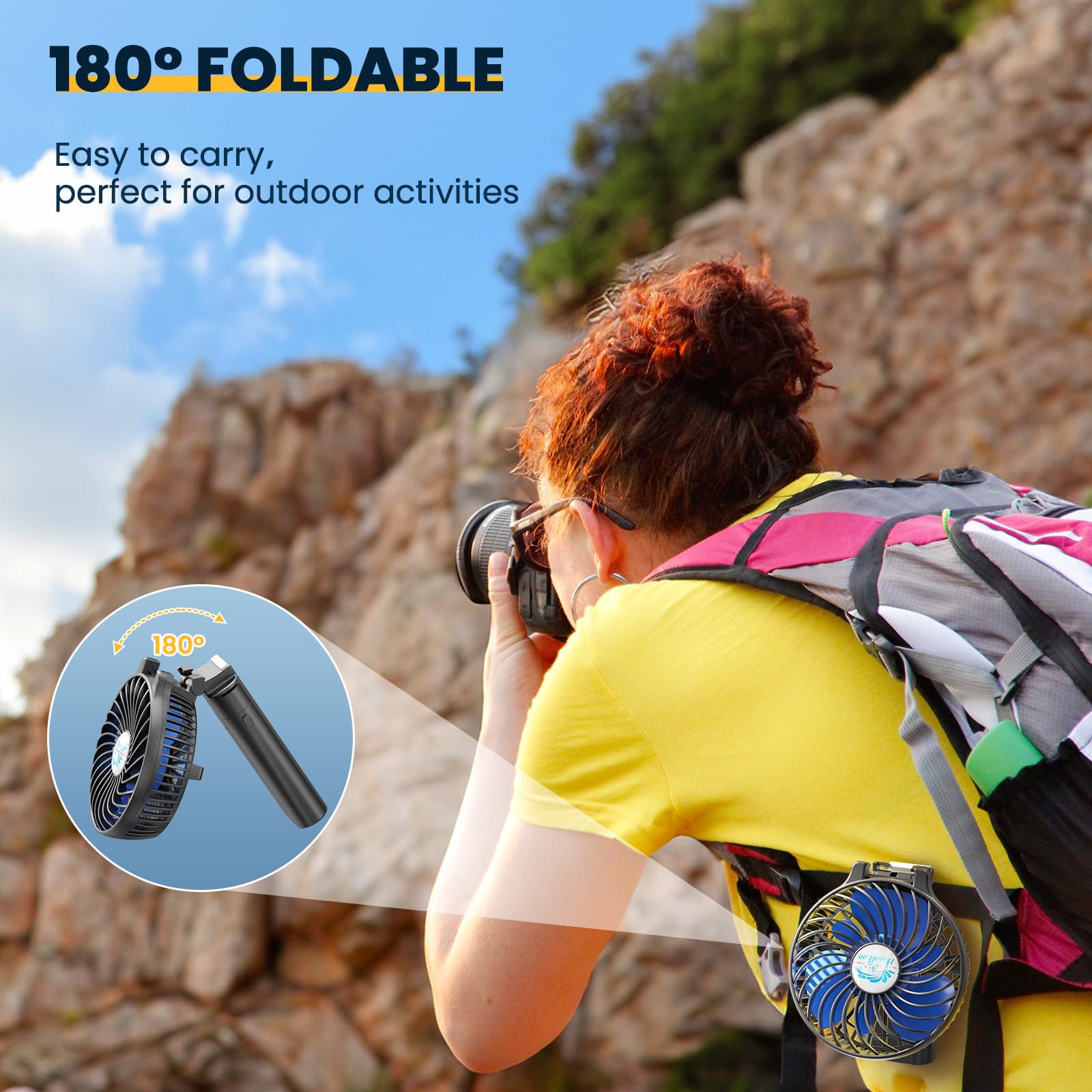 Handfan Portable Fan Handheld With Power Bank, 2 In 1 Hand Held Fan, 5200Mah Rechargeable