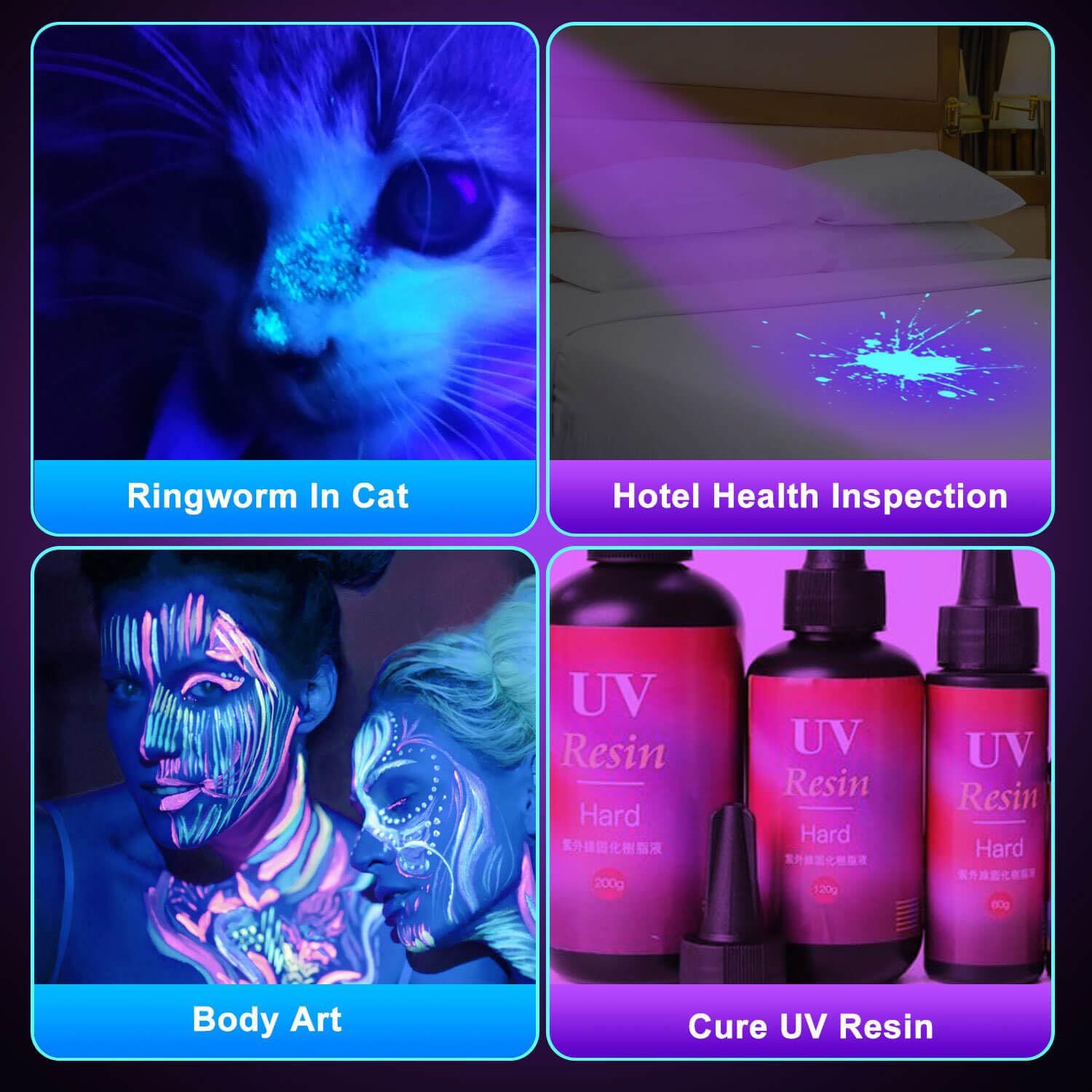 Acisa Uv Blacklight Flashlight - 365Nm And 395Nm Black Light For Uv Glue Curing, Urine Stain Detection, Anti-Counterfeiting, And More - Compact Handheld Ultraviolet Torch Wood'S Lamp