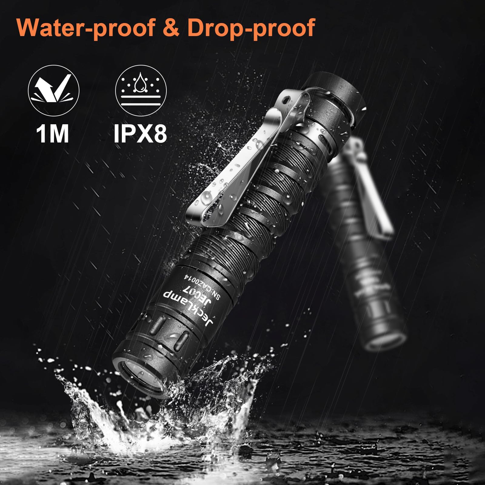 Jecklamp Aaa Battery Edc Flashlight, 550 High Lumens Magnetic Flashlight With Clip, 4 Modes Mini Flashlight, Pocket Flashlight For Working, Camping（Battery Included）