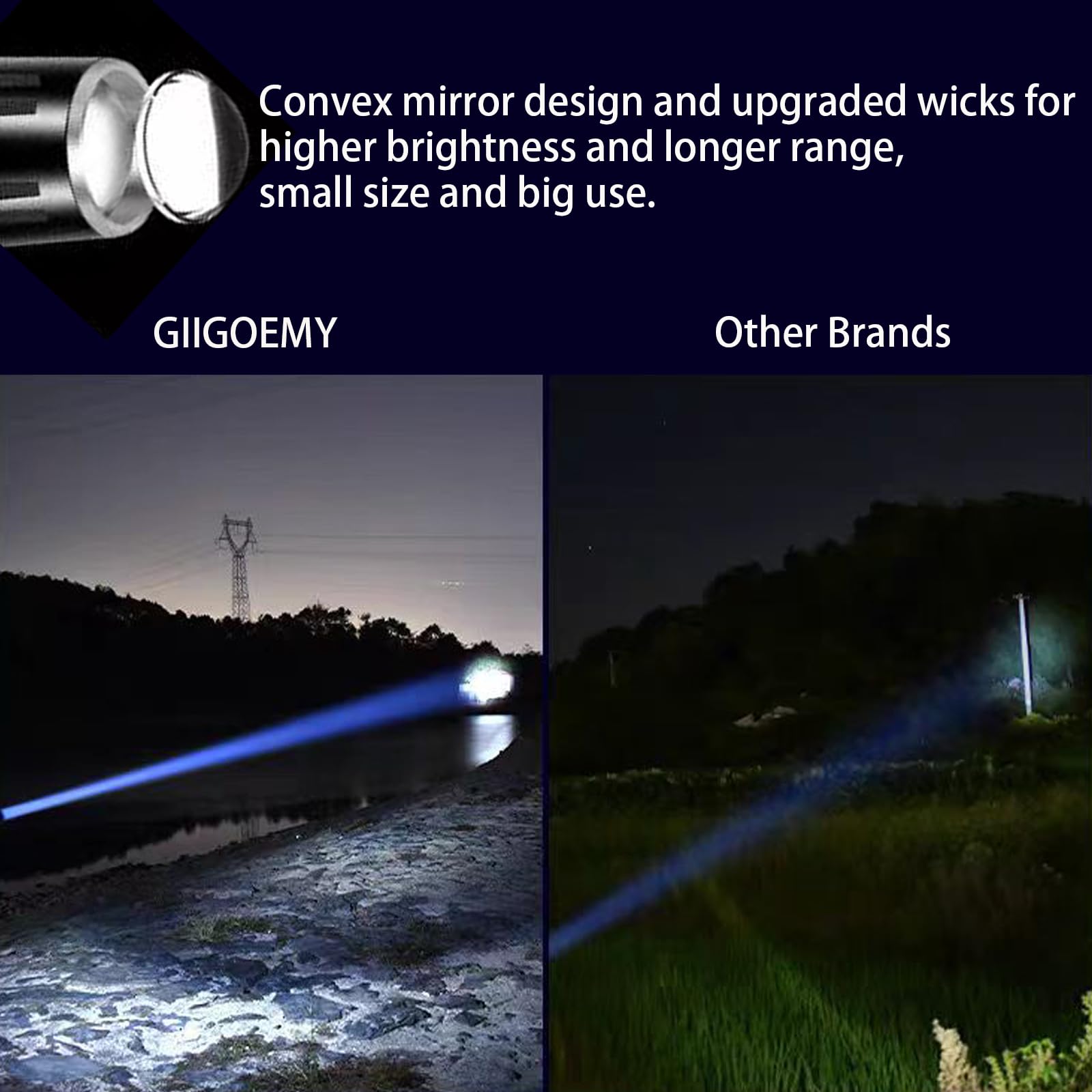 Giigoemy Powerful High Lumens Rechargeable Small Flashlight With 5 Modes, Zoomable Mechanics Flashlights,Tactical Toch Waterproof,Handheld Pocke Flashlights，  For Men & Women - Scout