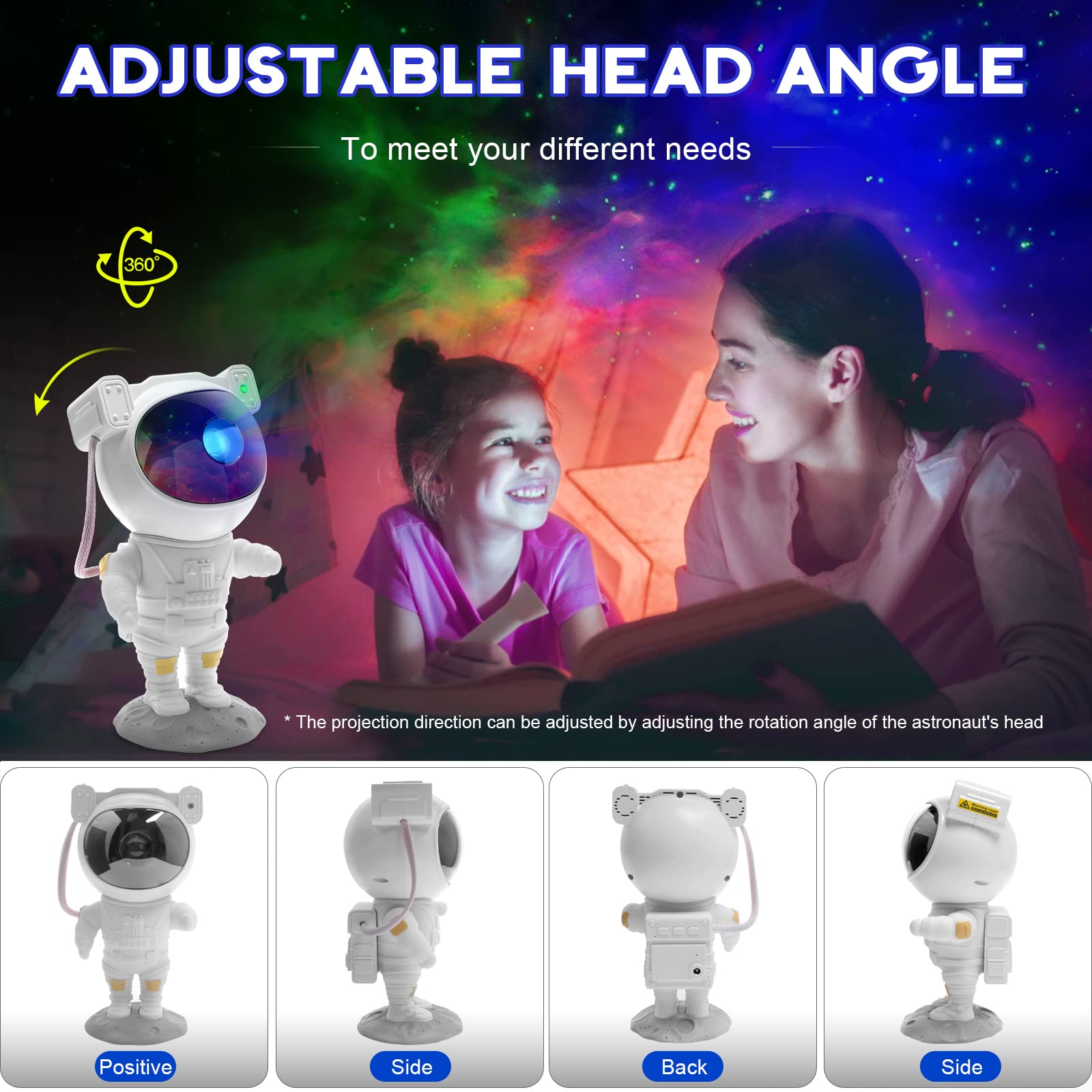 Luxonic Astronaut Star Projector For Kids - Galaxy Light With Timer & Remote Control For Bedroom, Gaming Room, Home Theater Decor