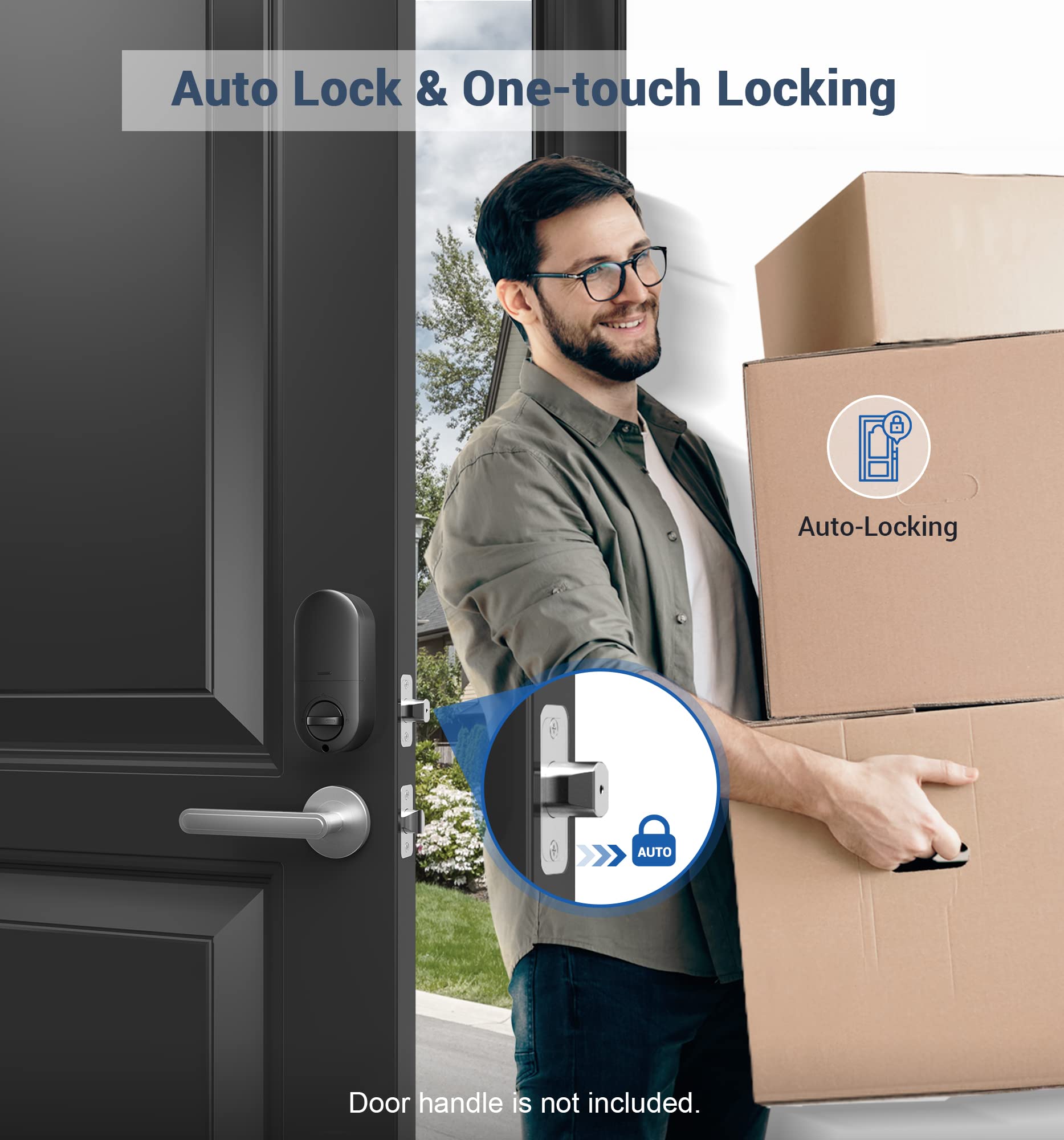 Veise Fingerprint Door Lock, Keyless Entry Keypad Deadbolt, Anti Peeping Password, Auto Lock, Easy Install, Satin Nickel