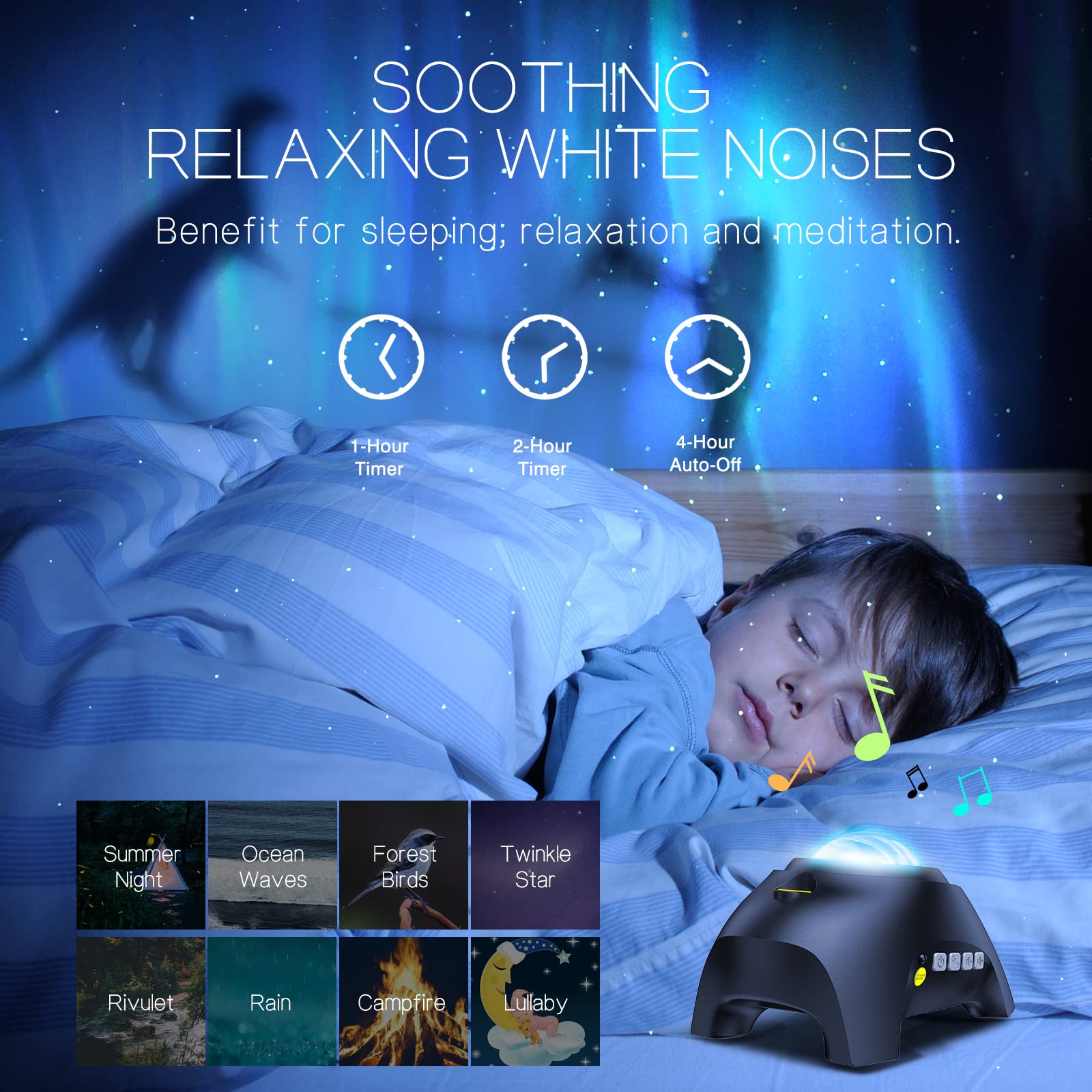 Hodans Northern Galaxy Light Aurora Projector With 33 Light Effects, Night Lights Led Star Projector For Bedroom Nebula Lamp, Remote Control, White Noises, Bluetooth Speaker For Parties