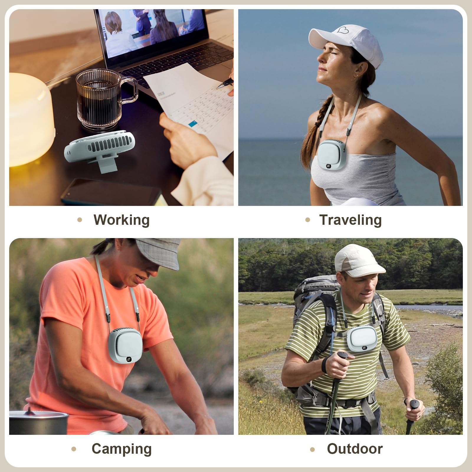 Portable Neck Fan, Handheld Mini Fan, Personal Fan Usb Rechargeable, 5 Speed Adjustable