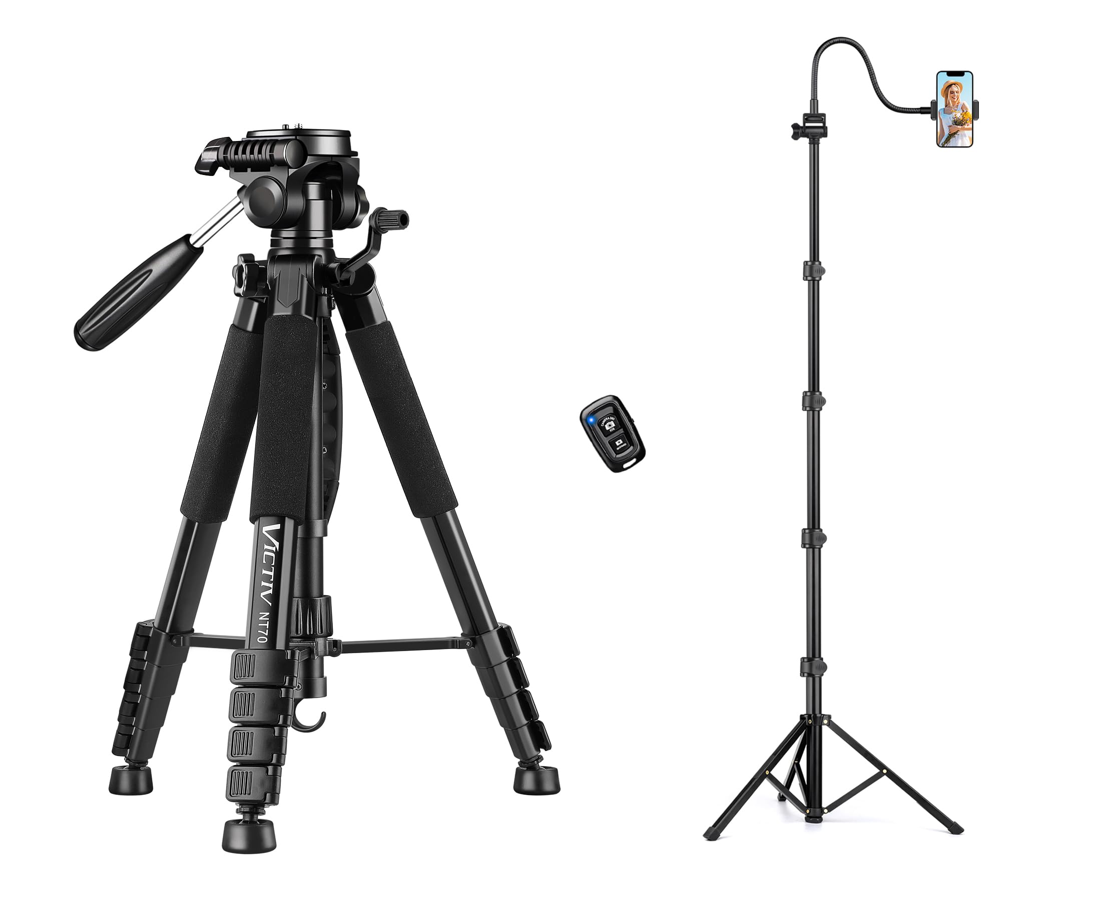 Victiv Camera Tripod And Gooseneck Phone Tripod With Remote