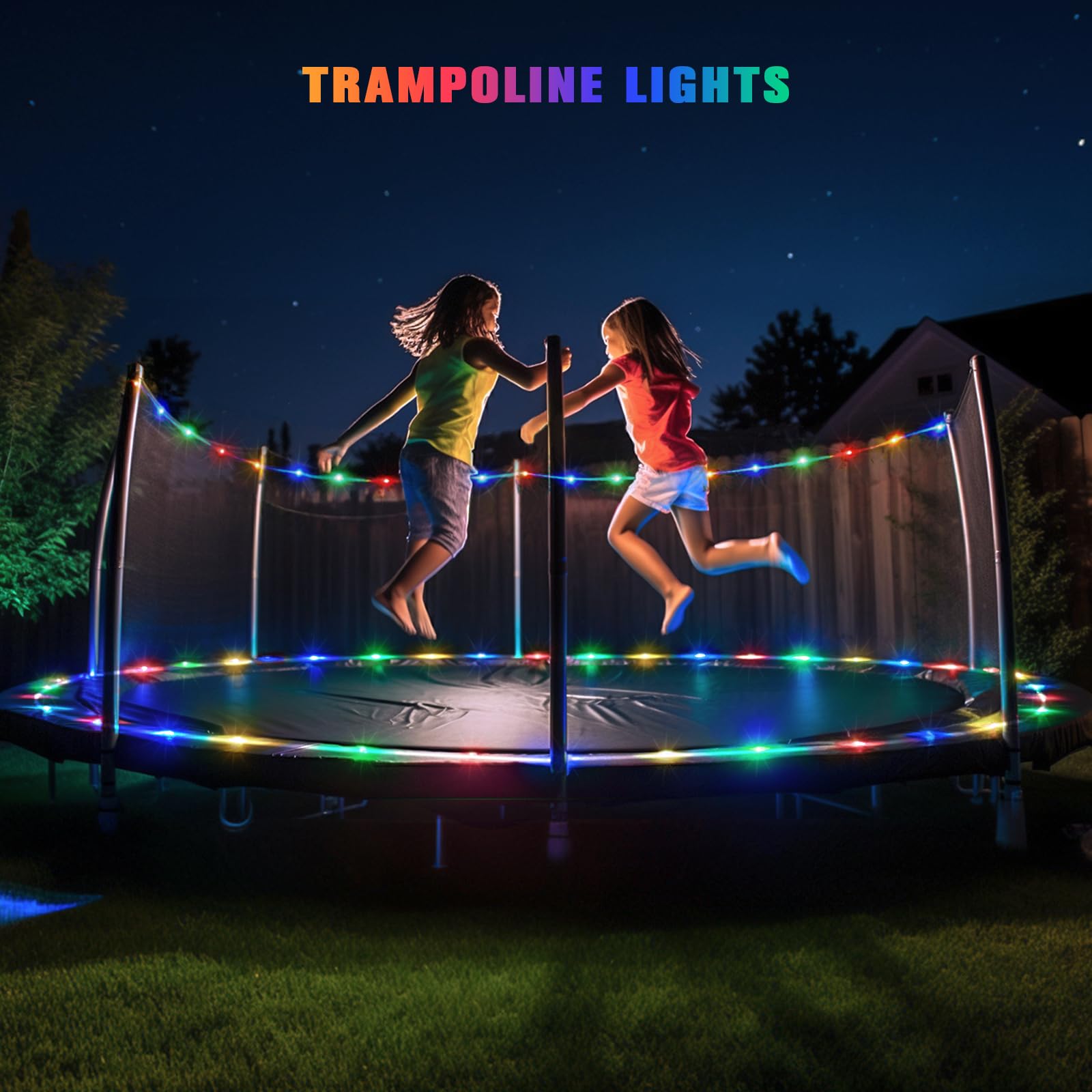 Jmexsuss 200 Led Trampoline Accessories Solar Rope Lights, 66Ft Ip 65 Waterproof Camping Light Outdoor, 8 Modes Solar Trampoline Lights For Basketball Hoop Ladder Slide Tent Camp(Multicolor)
