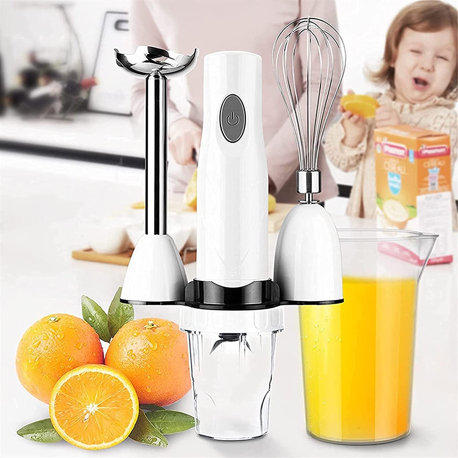 Kaabeto Home Immersion Hand Blender, 5-In-1 Stick Blender With 500Ml Food Grinder, Bpa-, 600Ml Container,Milk Frother,Egg Whisk,Puree Infant Food, Smoothies, Sauces And Soups