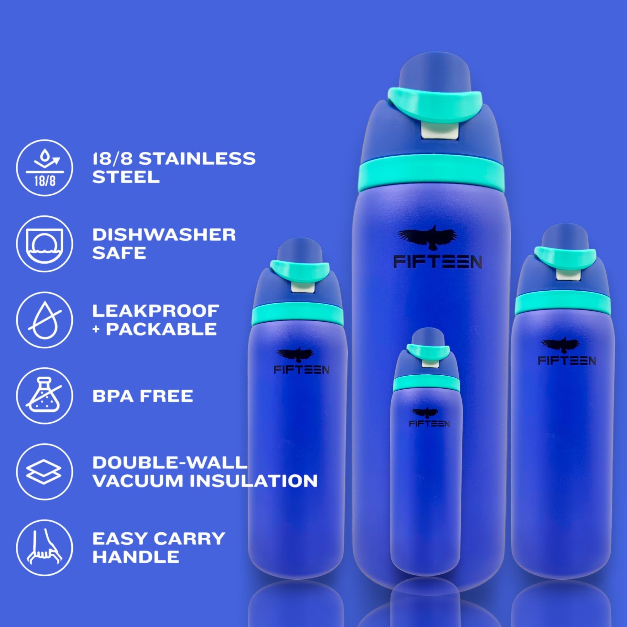 32Oz Insulated Stainless Steel Water Bottle – Leakproof &-, Flip Straw & Handle Lid