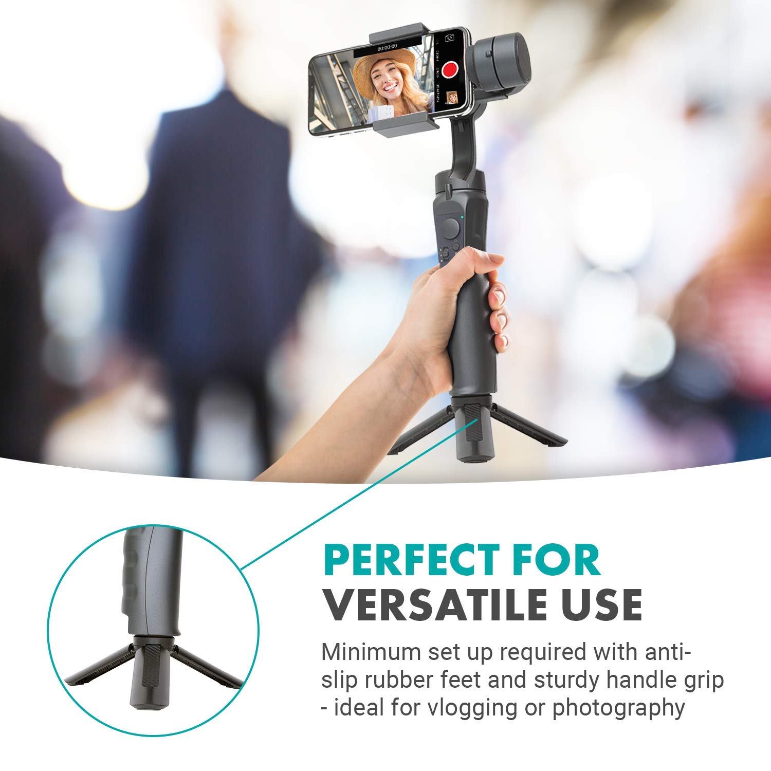Movo Tr-1 Compact Mini Tabletop Tripod/Hand Grip With 1/4" Screw And Folding Feet. Compatible With Gopro, Dslr, Camera, Osmo, Pocket Projector, Zoom - Perfect For Photography, Vlogging And Youtube