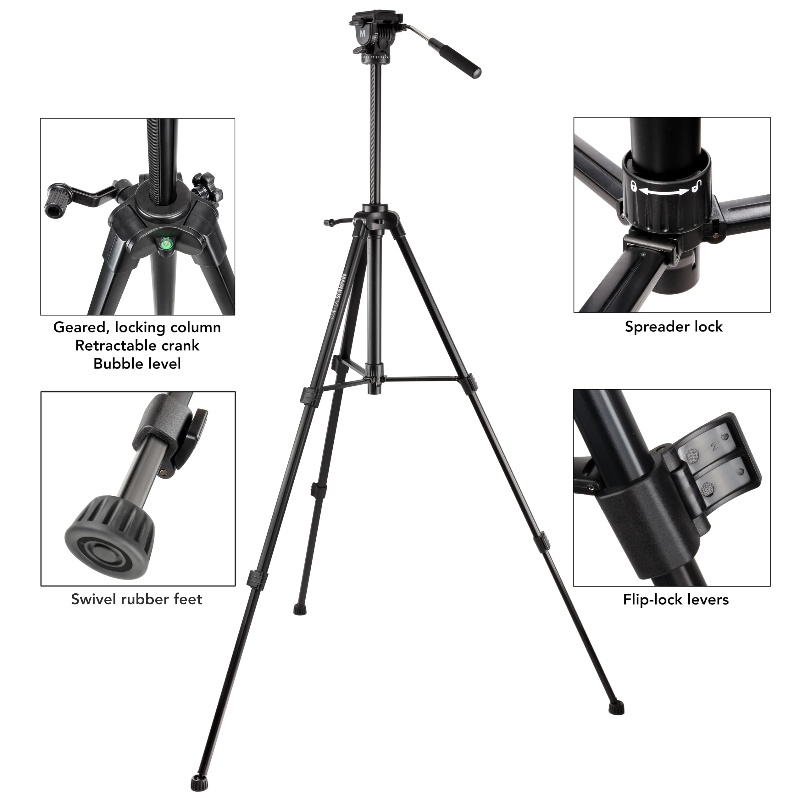 Magnus Vt-300 Video Tripod With Fluid Head
