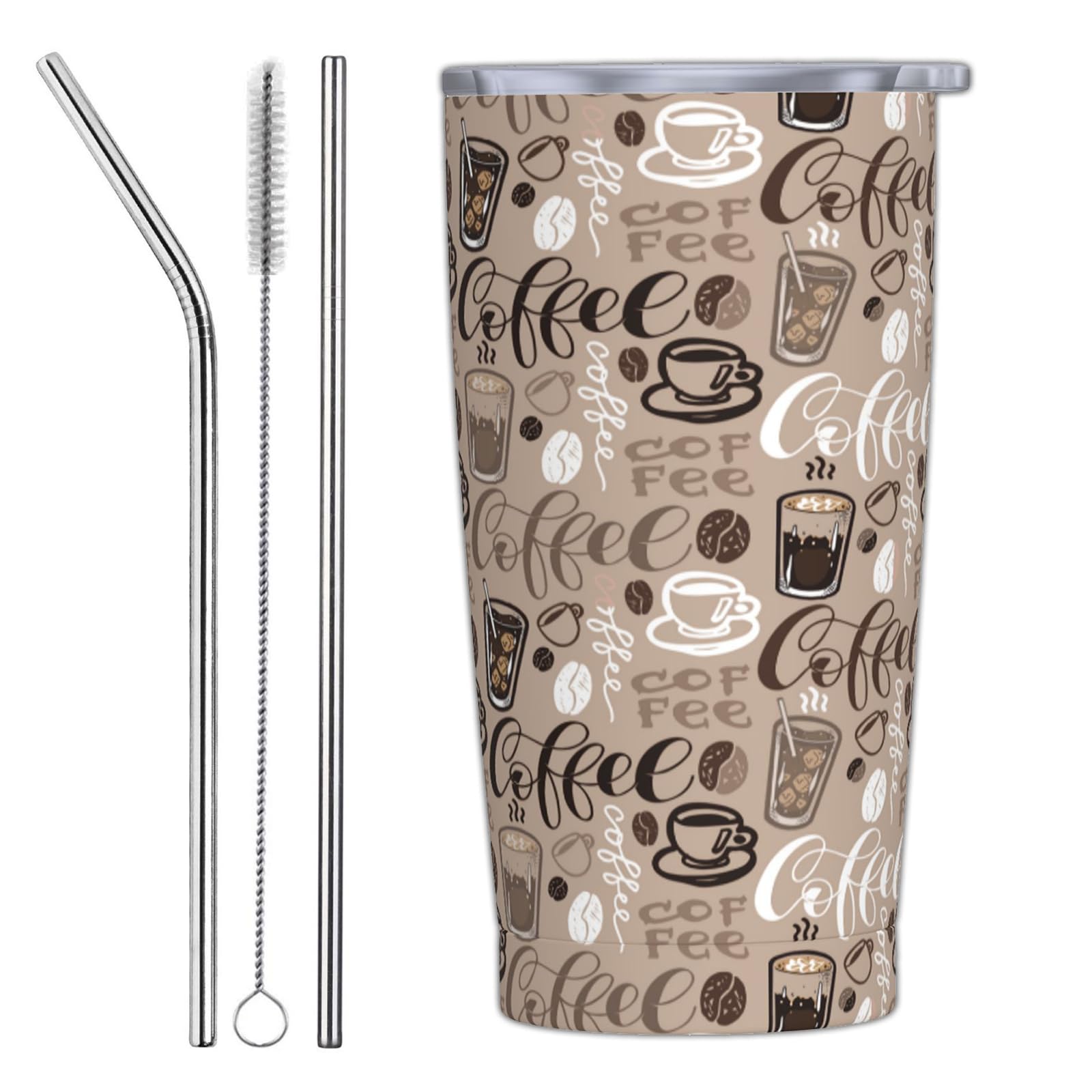 Tumbler With Lid And Straw, 20 Oz Stainless Steel Insulated Water Bottle Travel Coffee Mug
