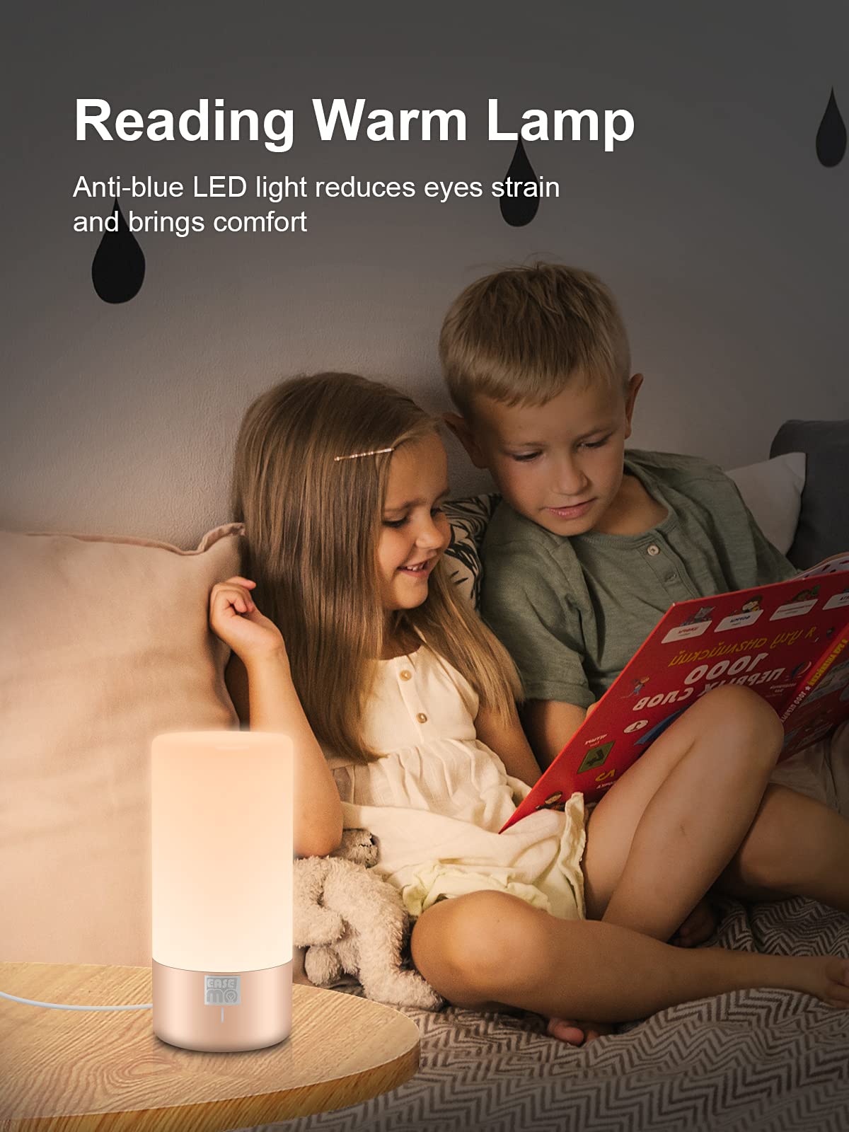 Easemo Led Touch Table Lamp, Bedside Lamp For Bedroom, Dimmable Nightstand Light With Rgb Color Changing & 3 Level Warm Light, Small Reading Desk Lamp For Living Room, Dorm & Office(Gold)