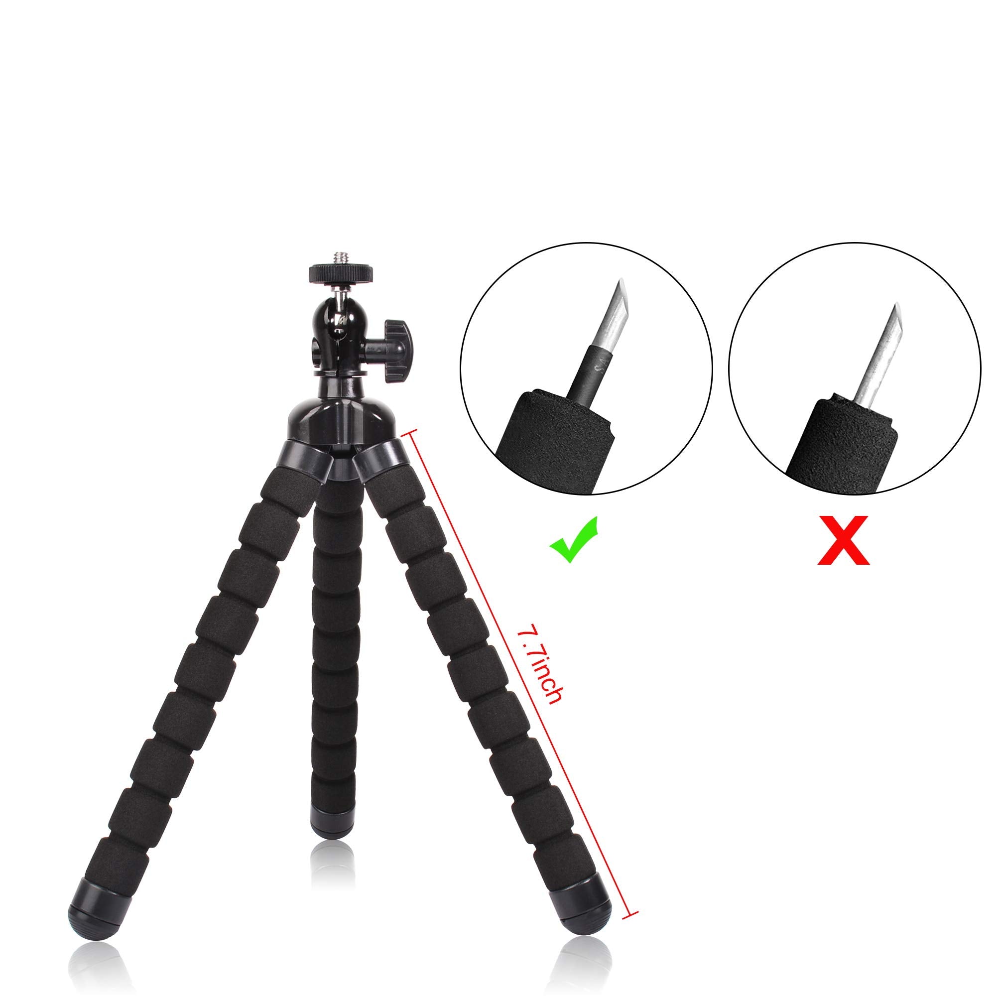 Ruittos Phone Mini Tripod, Premium Flexible Mobile Phone Tripod Stand Compatible With Iphone Samsung Go Pro, Small Digital Camera, Black