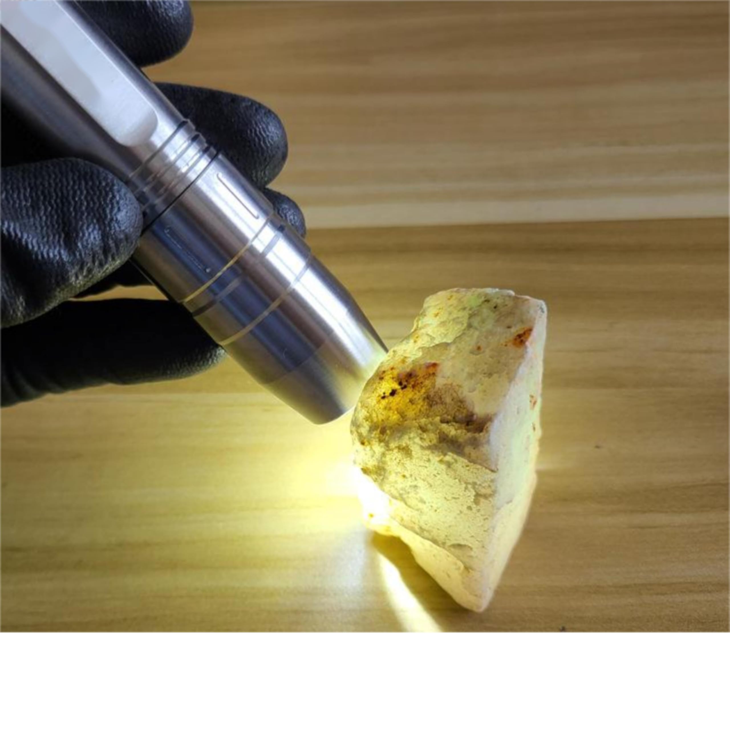 Lumirio 3 Leds Diamond Tester Flashlight, Rechargeable Gemstone Jewelry Appraisal Pen Light, Super Bright Flashlight With Measurement Scale, Yellow White Purple 365Nm 304 Stainless Steel