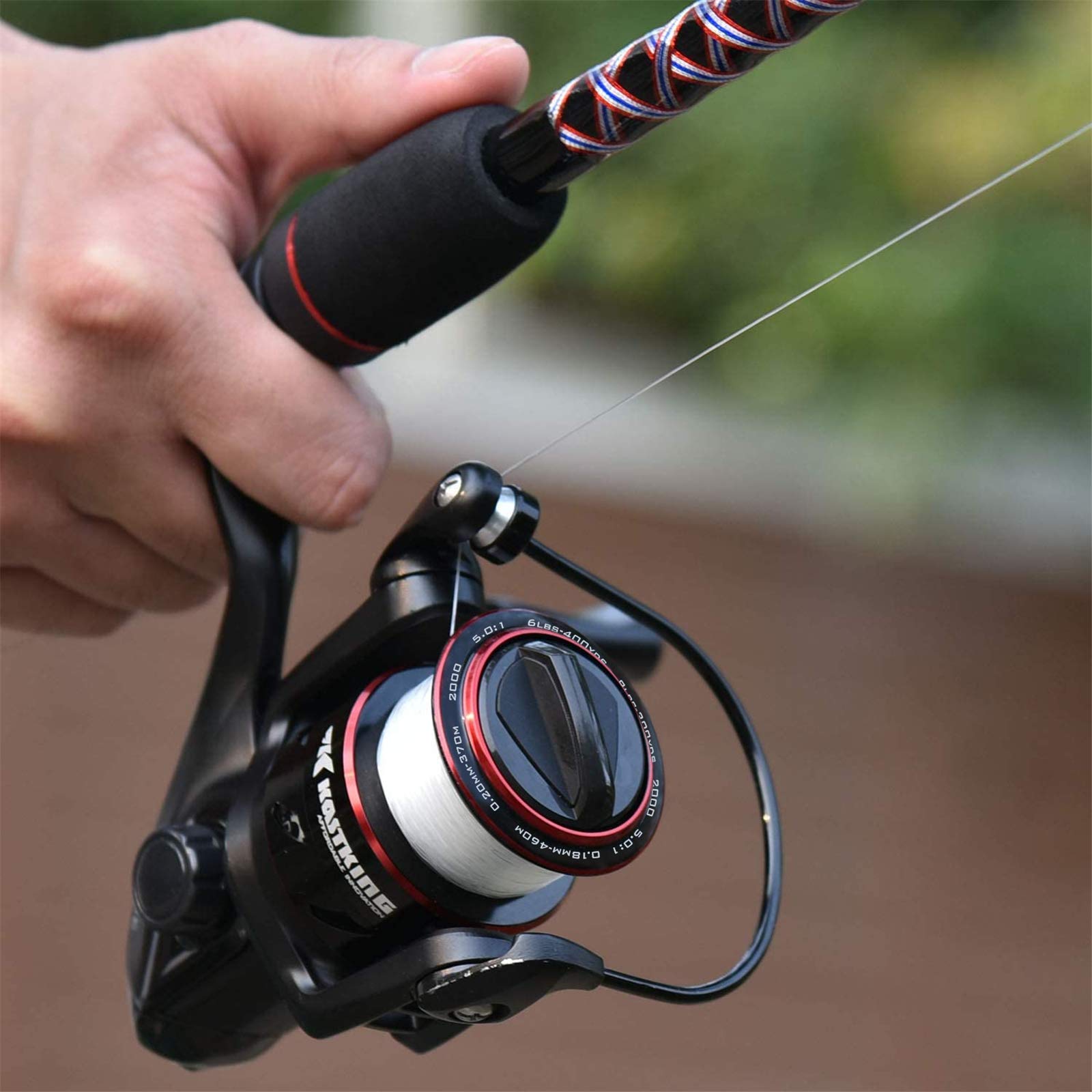 Kastking Brutus Spinning Reel,Size 2000 Fishing Reel & Superpower Braided Fishing Line, Gray, 15 Lb, 150 Yds