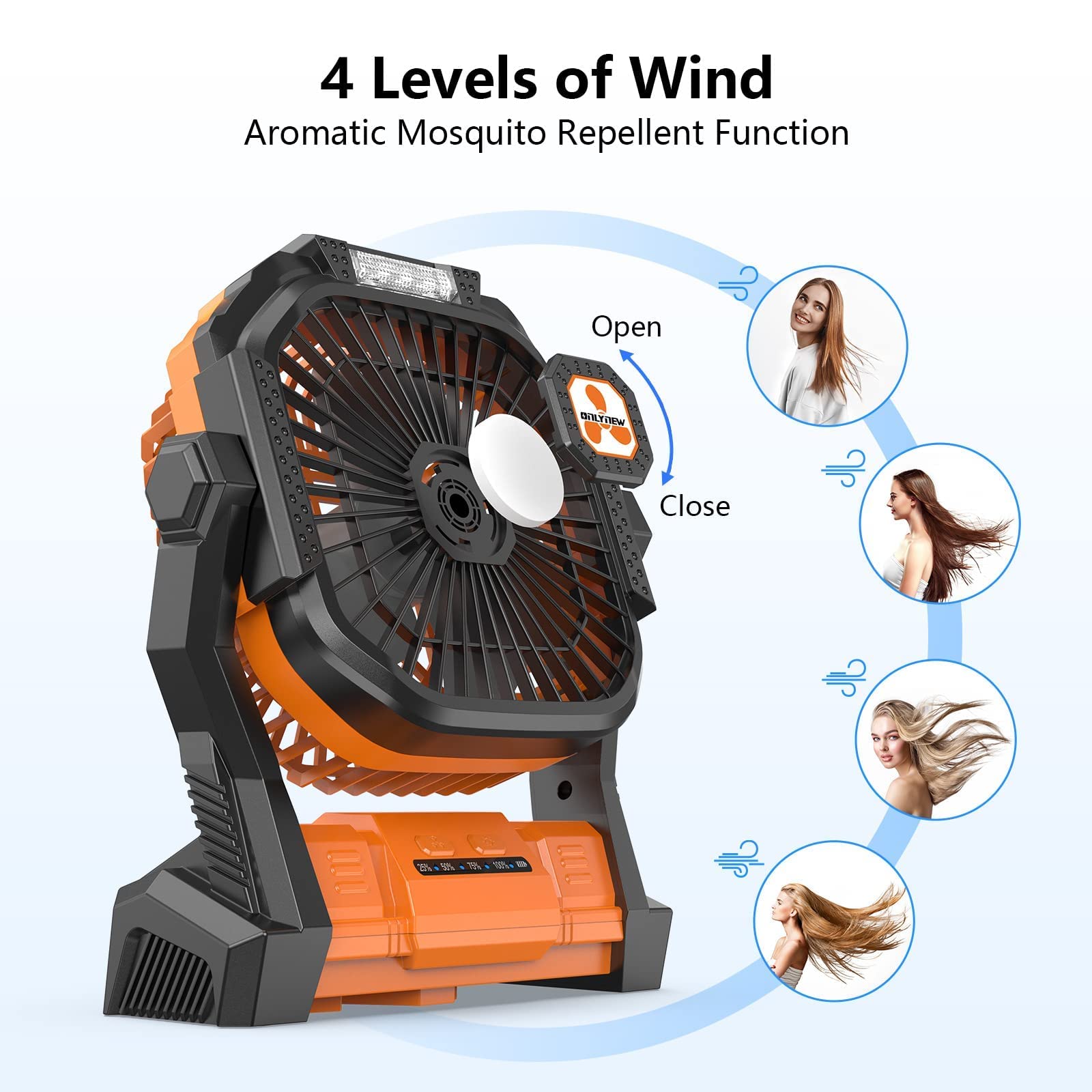 Portable Fan Rechargeable, Cordless Battery Powered Fan With Led Lantern, Small Table Fan, Usb Batte