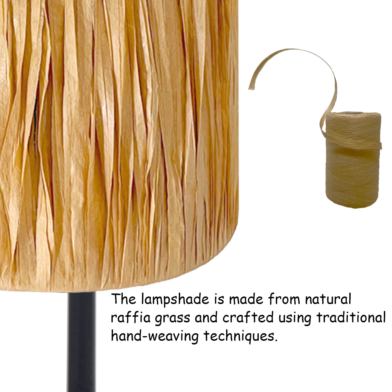 Yovomee Handwoven Round Raffia Shade Ambient Table Lamp,Bedside Table Lamp,Touch Lamps For Night Table, Usb Ports And Outlets,3-Color And Stepless Dimming For Bedrooms,Living Room (Led Bulb Included)