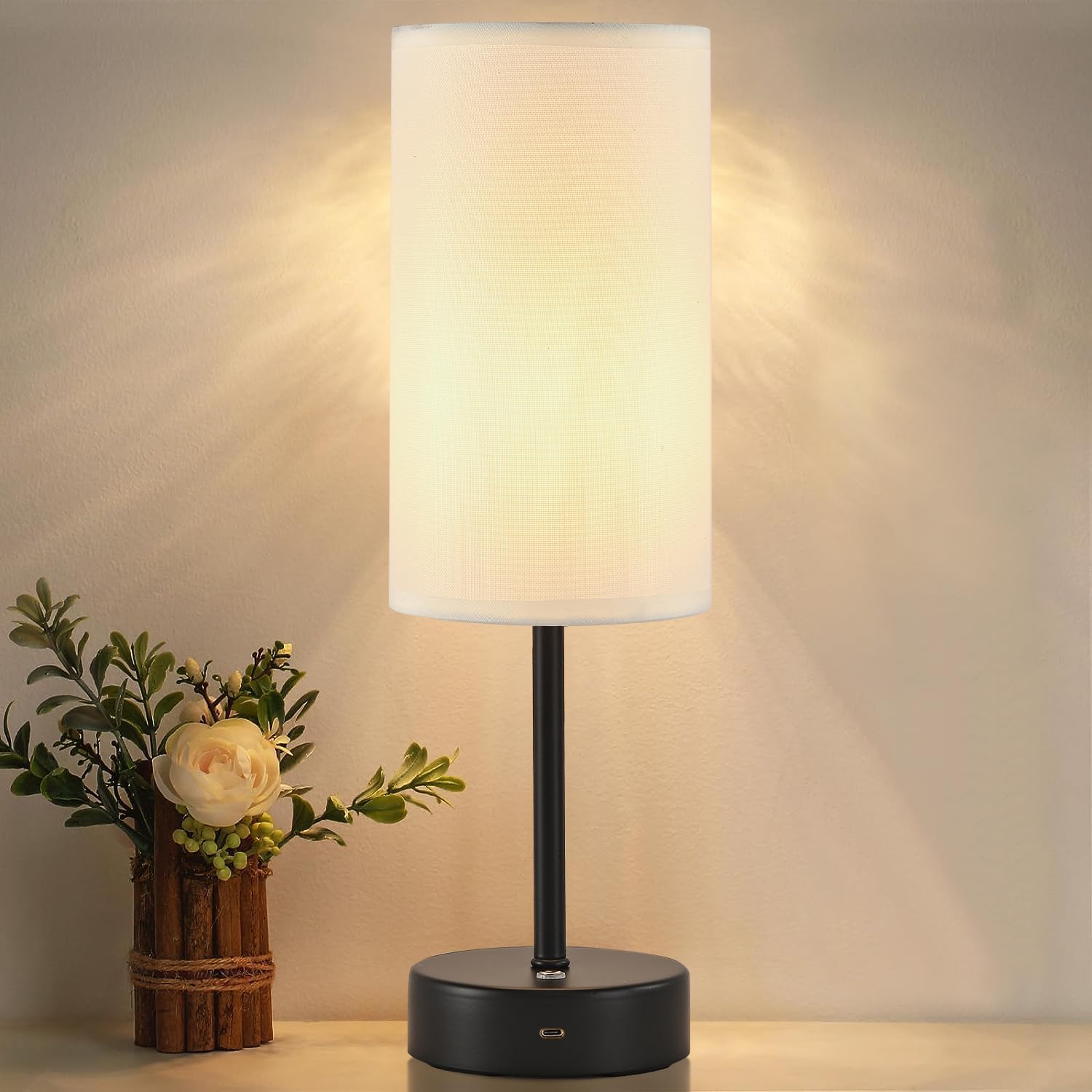 Oofaybill Cordless Table Lamp, Built-In 5000Mah Rechargeable Table Lamp Cordless, 3-Level Brightness Battery Powered Lamp, Wireless Lamp With Memory Function For Dining Room, Bedroom (Black 01)