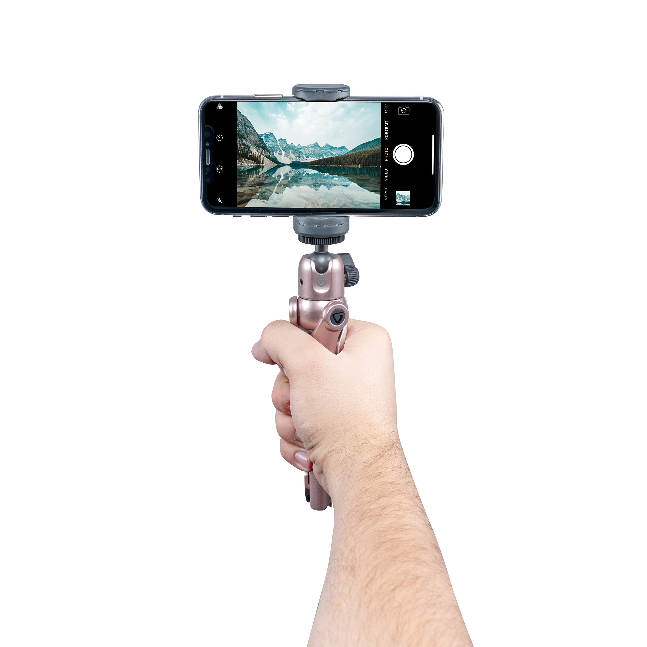 Vanguard Vesta Tt Aluminum Tabletop Tripod With Smart Phone Holder - Rose (Vesta Tt1 Rose)