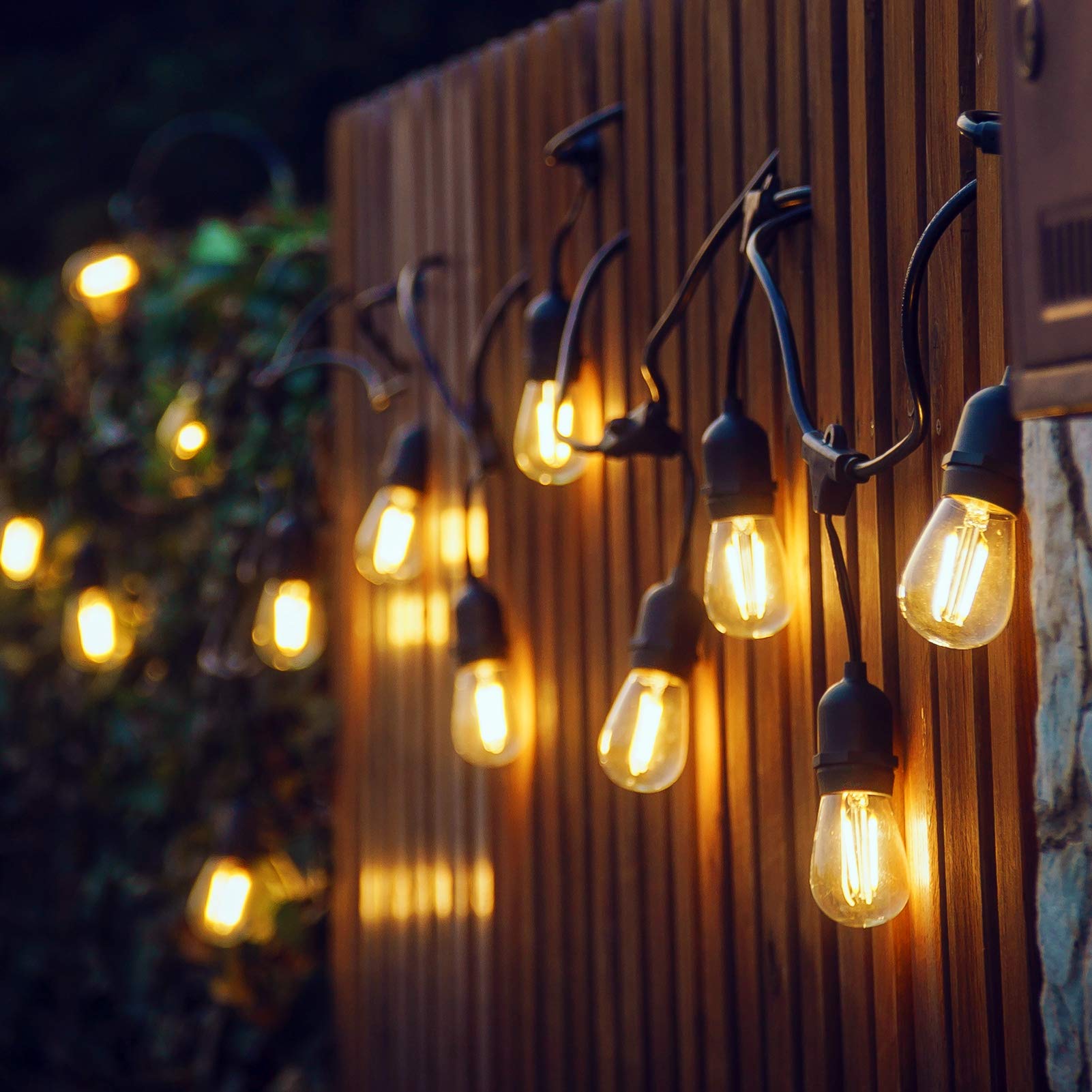 Ecovania  Ip65 Waterproof Outdoor String Light Bulbs, 2W Led S14 Replacement Shatterproof Plastic Edison Light Bulbs, 130V E26 Medium Base, 2200K Warm White, 11 Watt Equivalent, Clear, 15 Pack